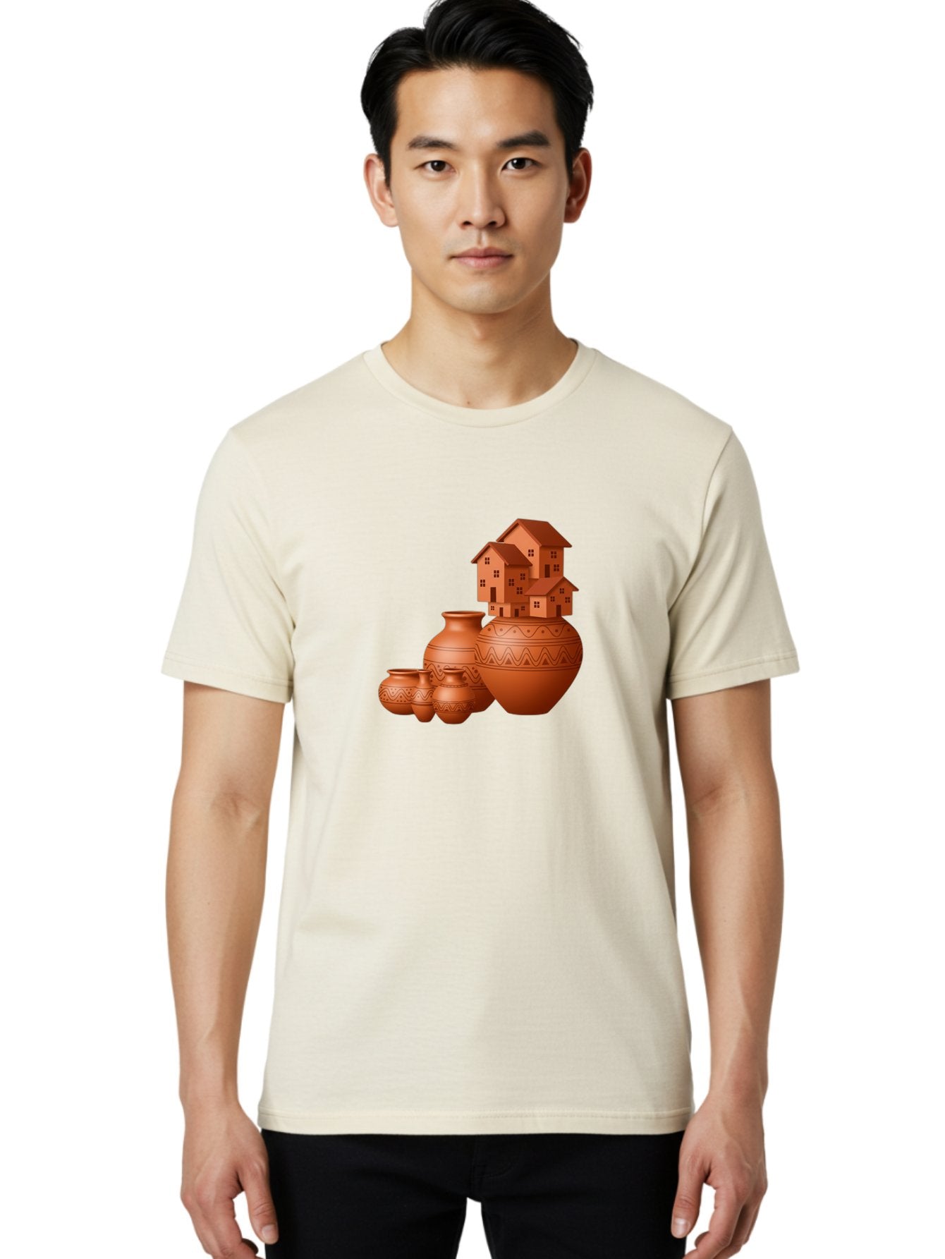 Terracotta-Pots-With-Houses Men'S Graphic Tee, 100% Cotton, Comfortable Casual Summer Wear, Machine Washable, Vintage Camera, Old Camera, Antique Camera, Black Camera, Classic Photography, Photography Equipment, Nostalgic Device, Film Camera, Bah237 29