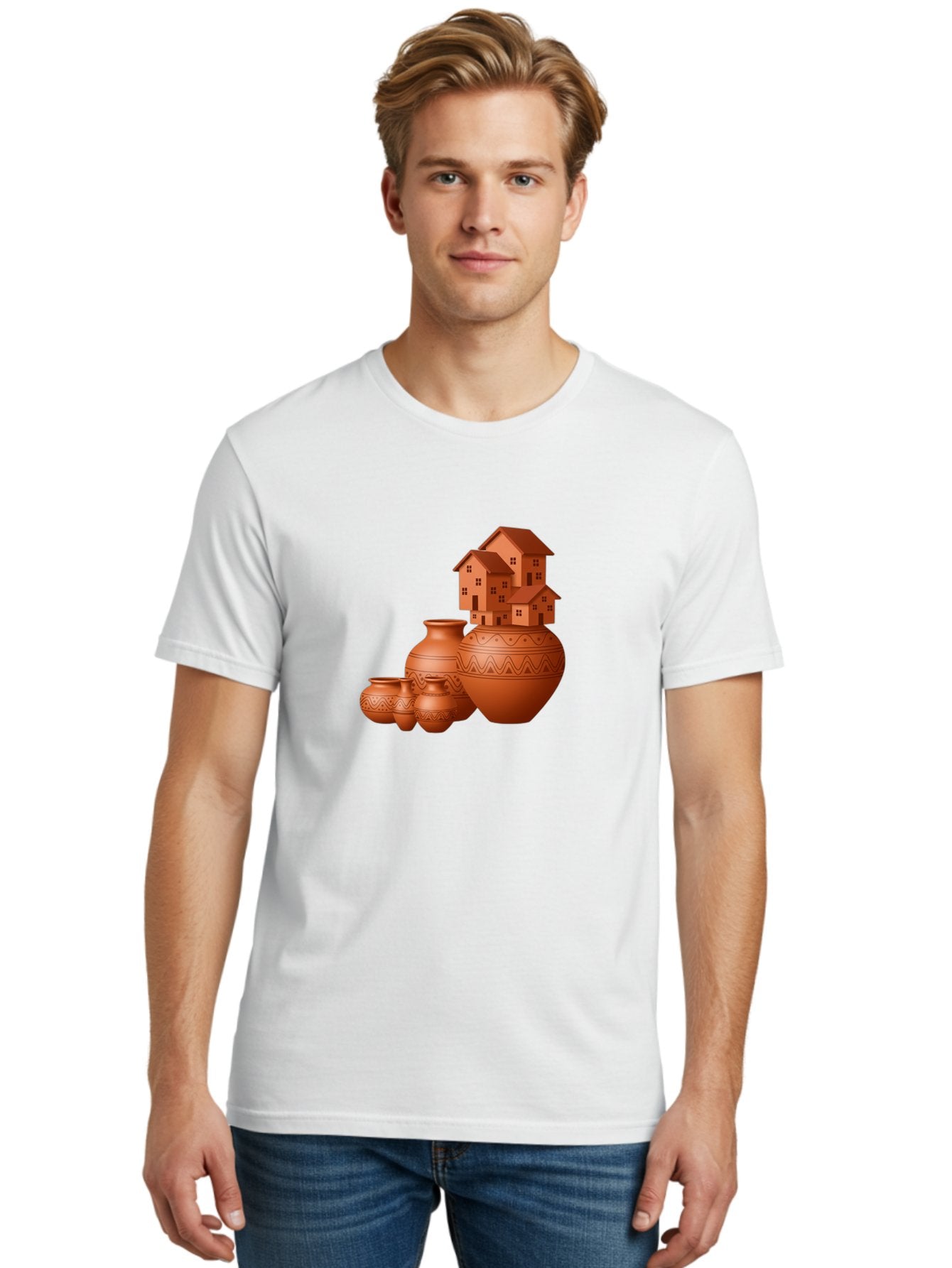 Terracotta-Pots-With-Houses Men'S Graphic Tee, 100% Cotton, Comfortable Casual Summer Wear, Machine Washable, Vintage Camera, Old Camera, Antique Camera, Black Camera, Classic Photography, Photography Equipment, Nostalgic Device, Film Camera, Bah237 25