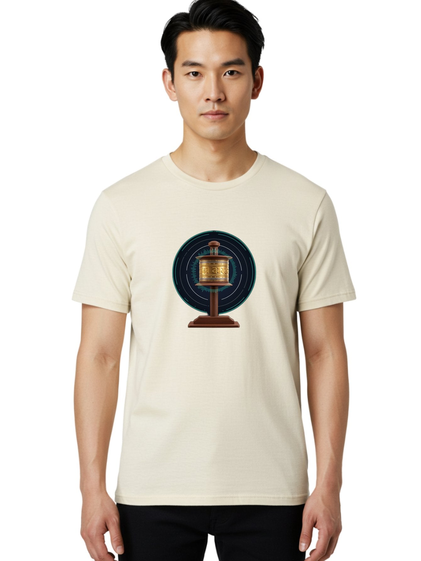 Tibetan-Prayer-Wheel-1 Men'S Graphic Tee, 100% Cotton, Comfortable Casual Summer Wear, Machine Washable, Vintage Camera, Old Camera, Antique Camera, Black Camera, Classic Photography, Photography Equipment, Nostalgic Device, Film Camera, Bah255 22