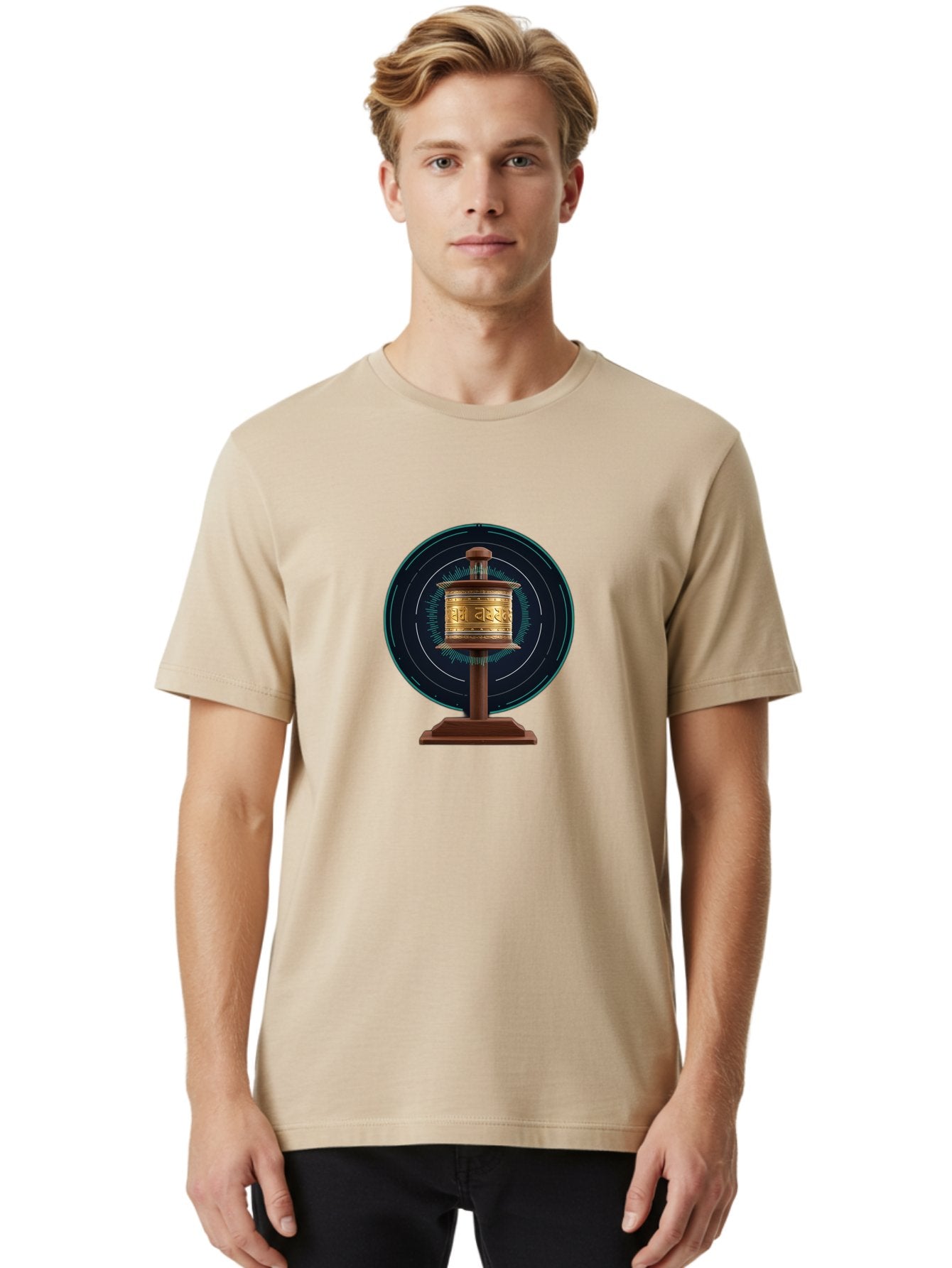 Tibetan-Prayer-Wheel-1 Men'S Graphic Tee, 100% Cotton, Comfortable Casual Summer Wear, Machine Washable, Vintage Camera, Old Camera, Antique Camera, Black Camera, Classic Photography, Photography Equipment, Nostalgic Device, Film Camera, Bah255 20