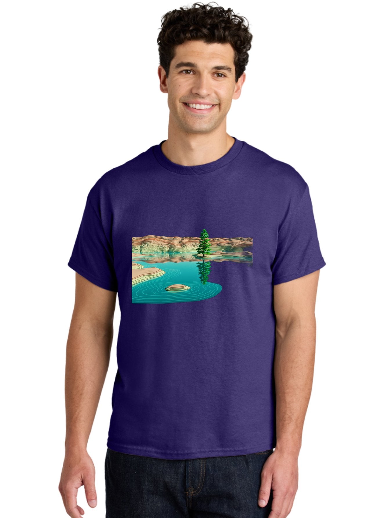 Tree-Reflection Men'S Graphic Tee, 100% Cotton, Comfortable Casual Summer Wear, Machine Washable, Vintage Camera, Old Camera, Antique Camera, Black Camera, Classic Photography, Photography Equipment, Nostalgic Device, Film Camera, Camera Art Bah286