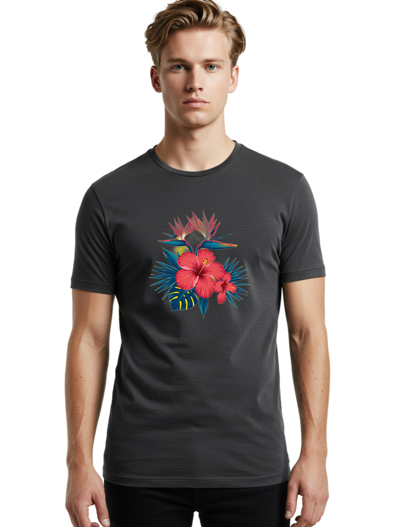 Tropical-Hibiscus Men'S Graphic Tee, 100% Cotton, Comfortable Casual Summer Wear, Machine Washable, Vintage Camera, Old Camera, Antique Camera, Black Camera, Classic Photography, Photography Equipment, Nostalgic Device, Film Camera, Camera Art Bah292 27