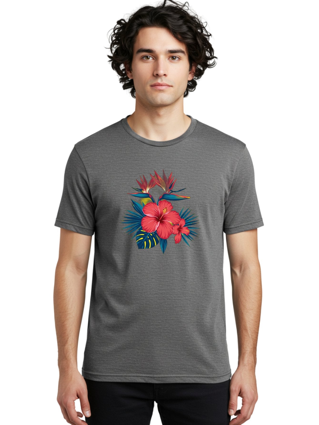 Tropical-Hibiscus Men'S Graphic Tee, 100% Cotton, Comfortable Casual Summer Wear, Machine Washable, Vintage Camera, Old Camera, Antique Camera, Black Camera, Classic Photography, Photography Equipment, Nostalgic Device, Film Camera, Camera Art Bah292 16