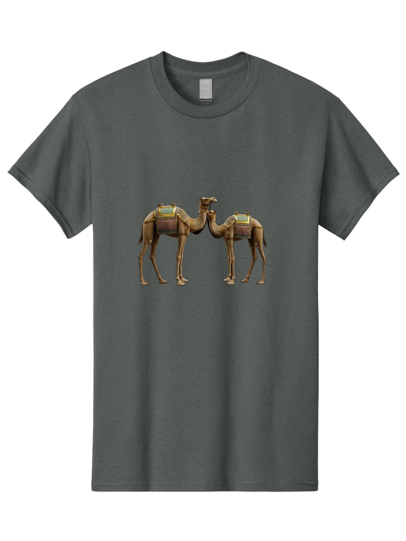 Two-Camels-1 Men'S Graphic Tee, 100% Cotton, Comfortable Casual Summer Wear, Machine Washable, Vintage Camera, Old Camera, Antique Camera, Black Camera, Classic Photography, Photography Equipment, Nostalgic Device, Film Camera, Camera Art Bah300