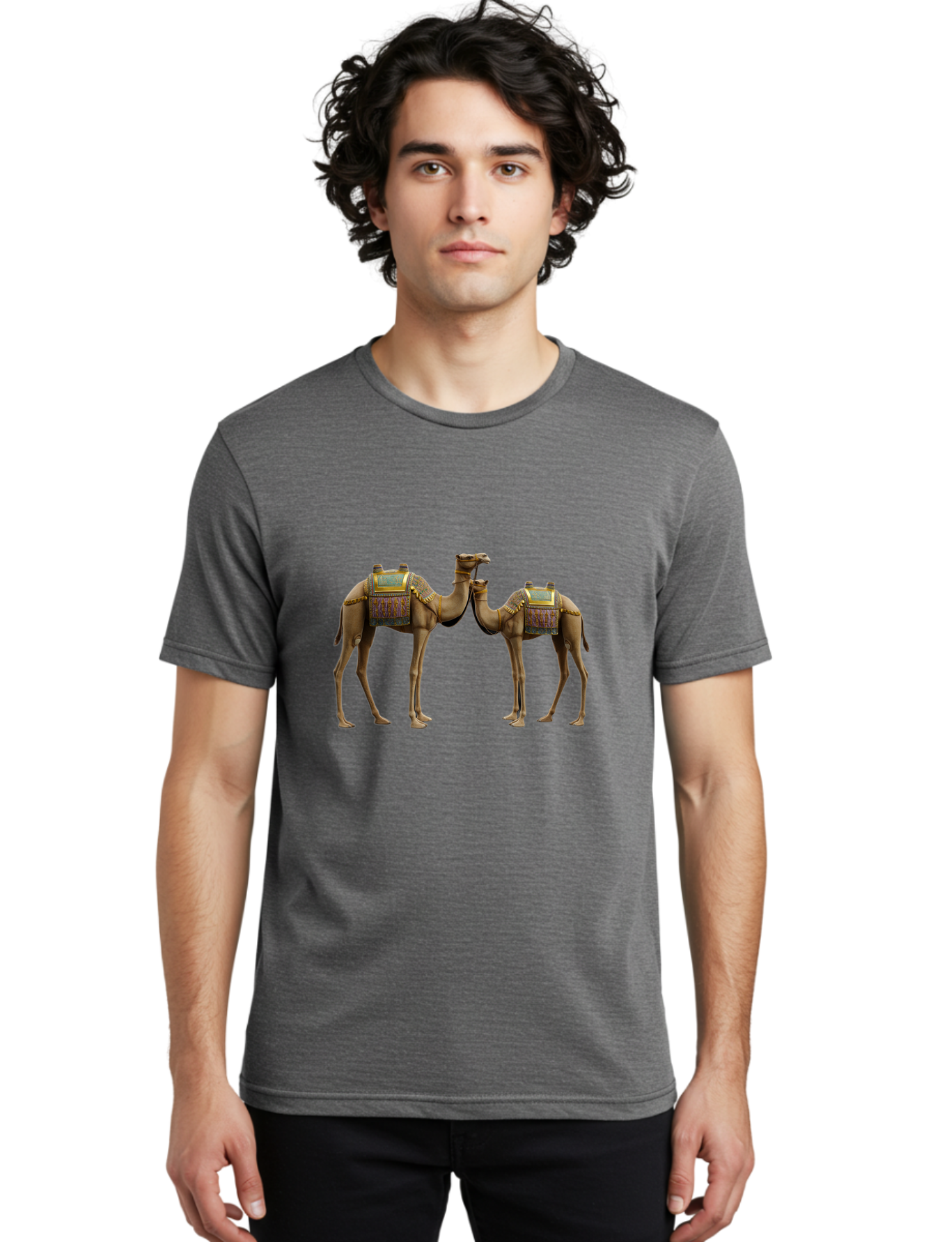 Two-Camels-1 Men'S Graphic Tee, 100% Cotton, Comfortable Casual Summer Wear, Machine Washable, Vintage Camera, Old Camera, Antique Camera, Black Camera, Classic Photography, Photography Equipment, Nostalgic Device, Film Camera, Camera Art Bah300 16