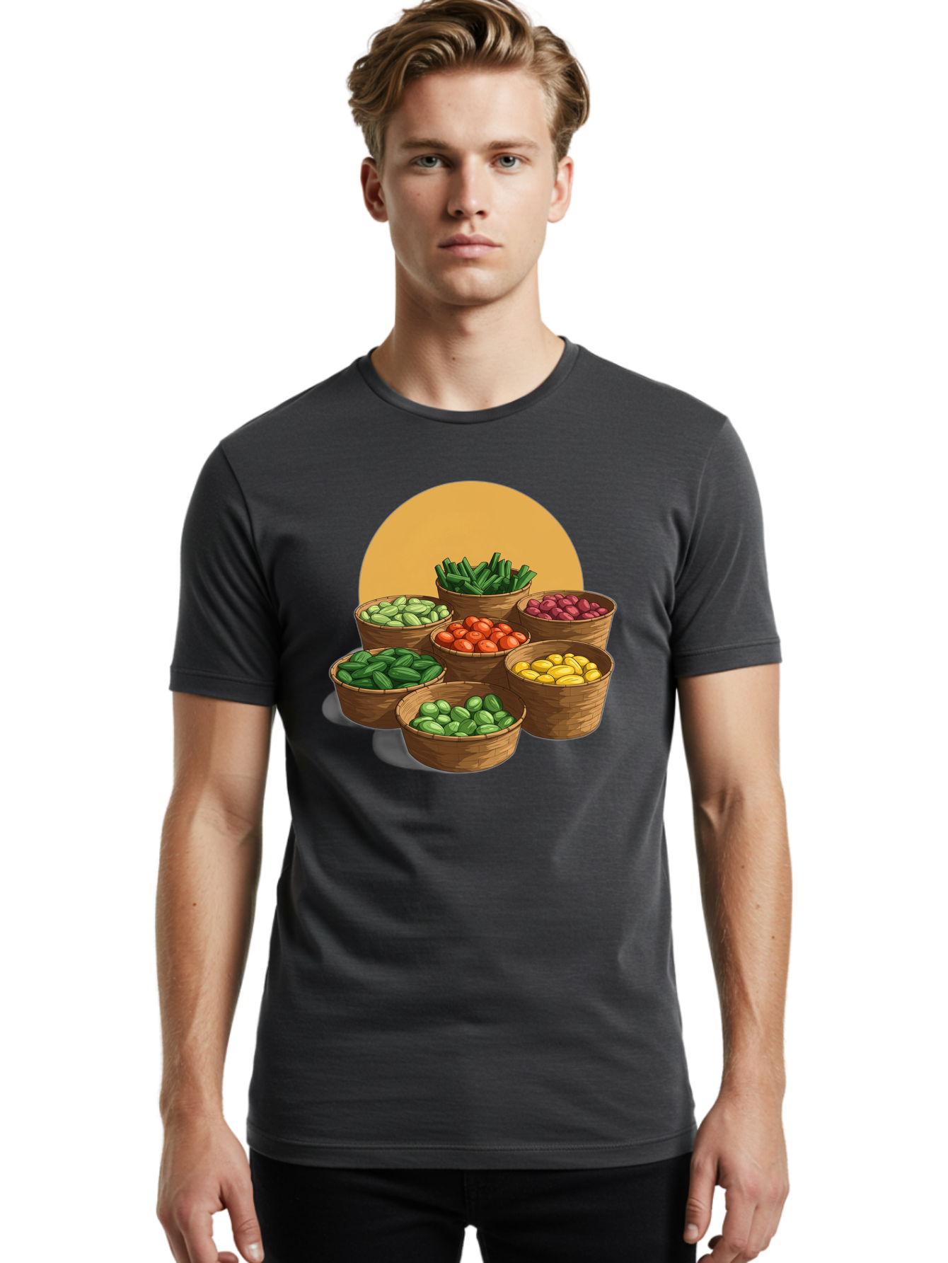 Vegetable-Baskets-1 Men'S Graphic Tee, 100% Cotton, Comfortable Casual Summer Wear, Machine Washable, Vintage Camera, Old Camera, Antique Camera, Black Camera, Classic Photography, Photography Equipment, Nostalgic Device, Film Camera, Bah311 16