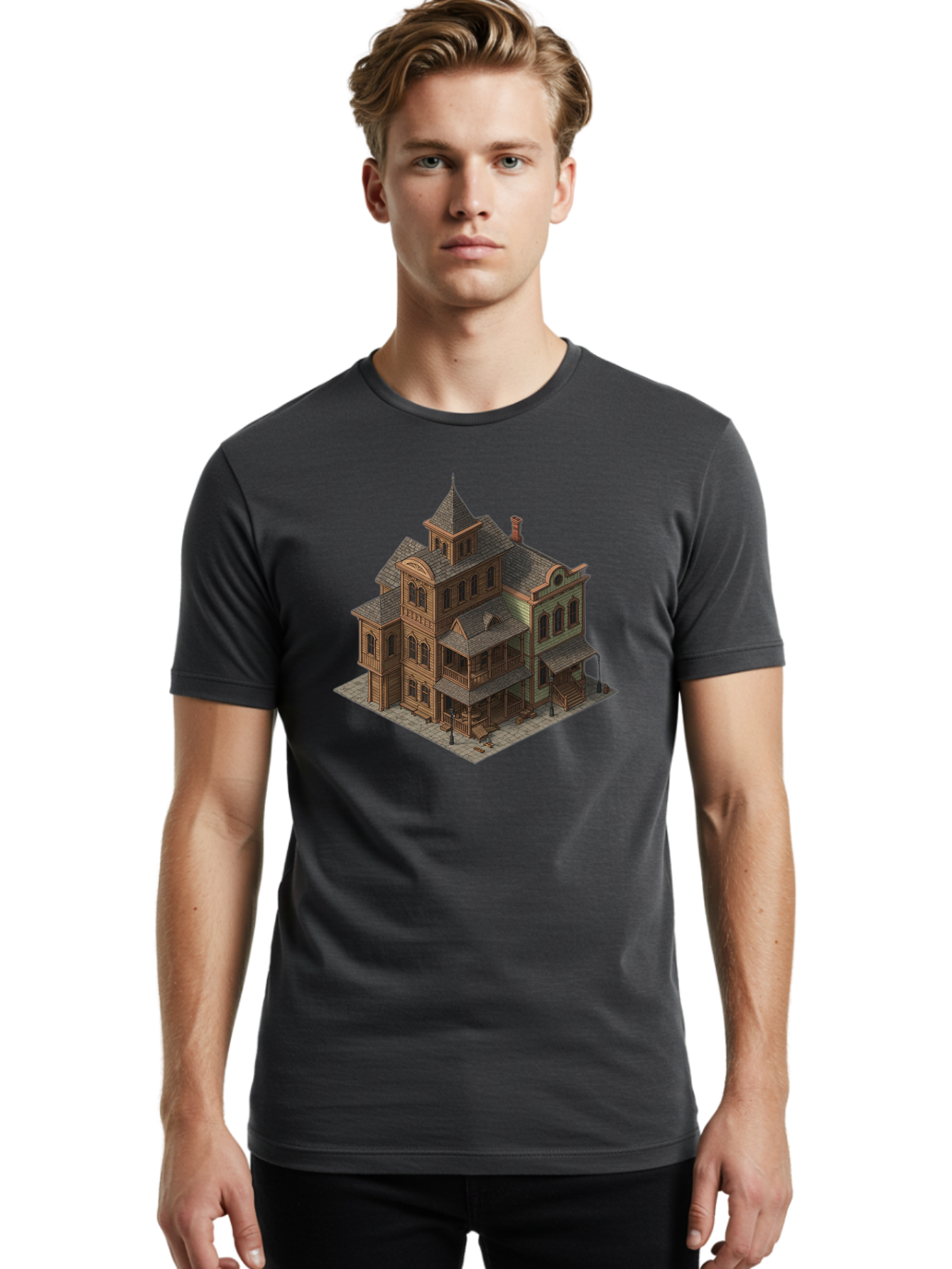 Victorian-House-1 Men'S Graphic Tee, 100% Cotton, Comfortable Casual Summer Wear, Machine Washable, Vintage Camera, Old Camera, Antique Camera, Black Camera, Classic Photography, Photography Equipment, Nostalgic Device, Film Camera, Camera Art Bah315 19