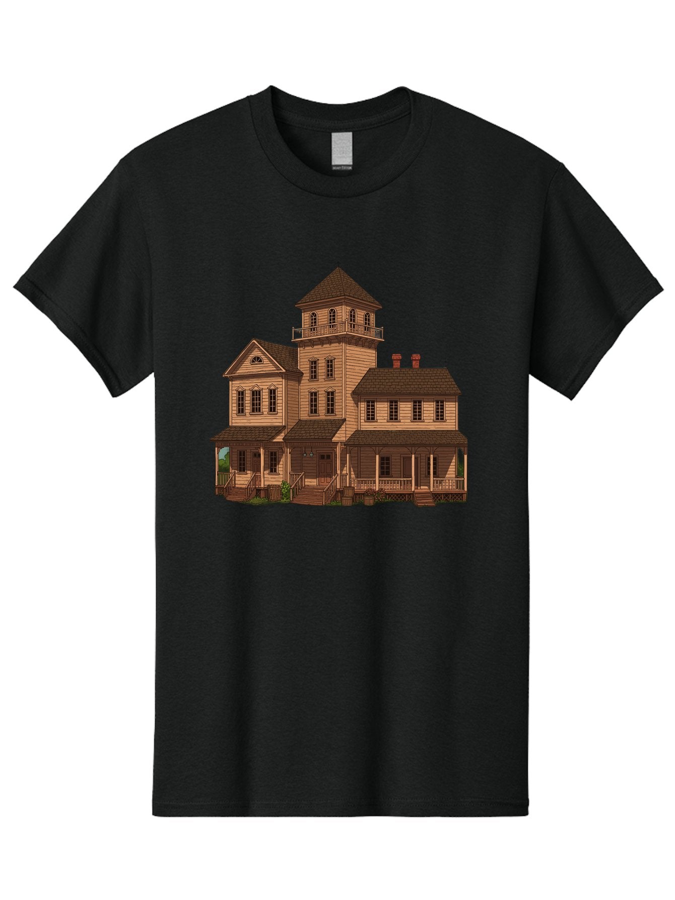 Victorian-Mansion-1 Men'S Graphic Tee, 100% Cotton, Comfortable Casual Summer Wear, Machine Washable, Vintage Camera, Old Camera, Antique Camera, Black Camera, Classic Photography, Photography Equipment, Nostalgic Device, Film Camera, Bah317 15