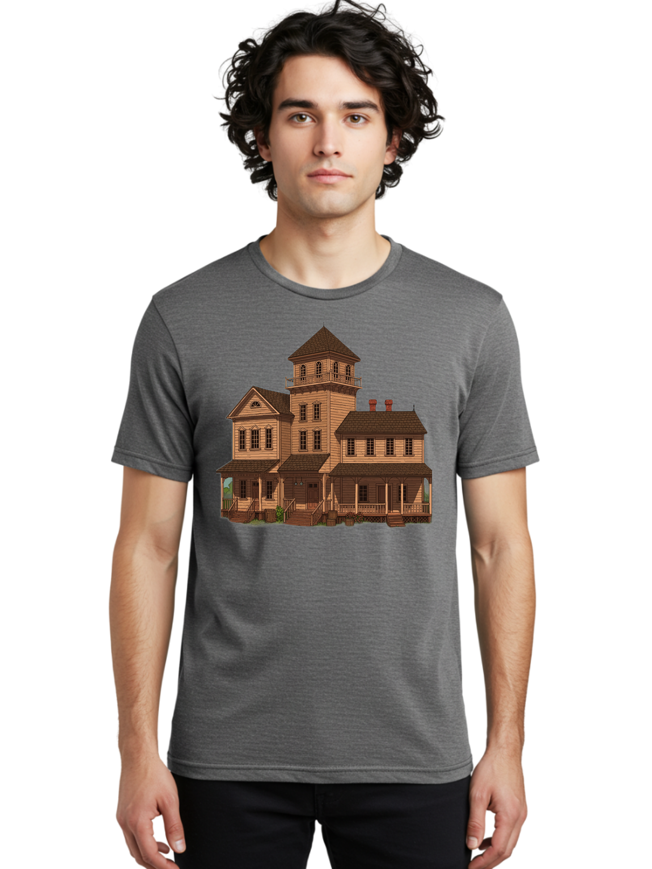 Victorian-Mansion-1 Men'S Graphic Tee, 100% Cotton, Comfortable Casual Summer Wear, Machine Washable, Vintage Camera, Old Camera, Antique Camera, Black Camera, Classic Photography, Photography Equipment, Nostalgic Device, Film Camera, Bah317 29
