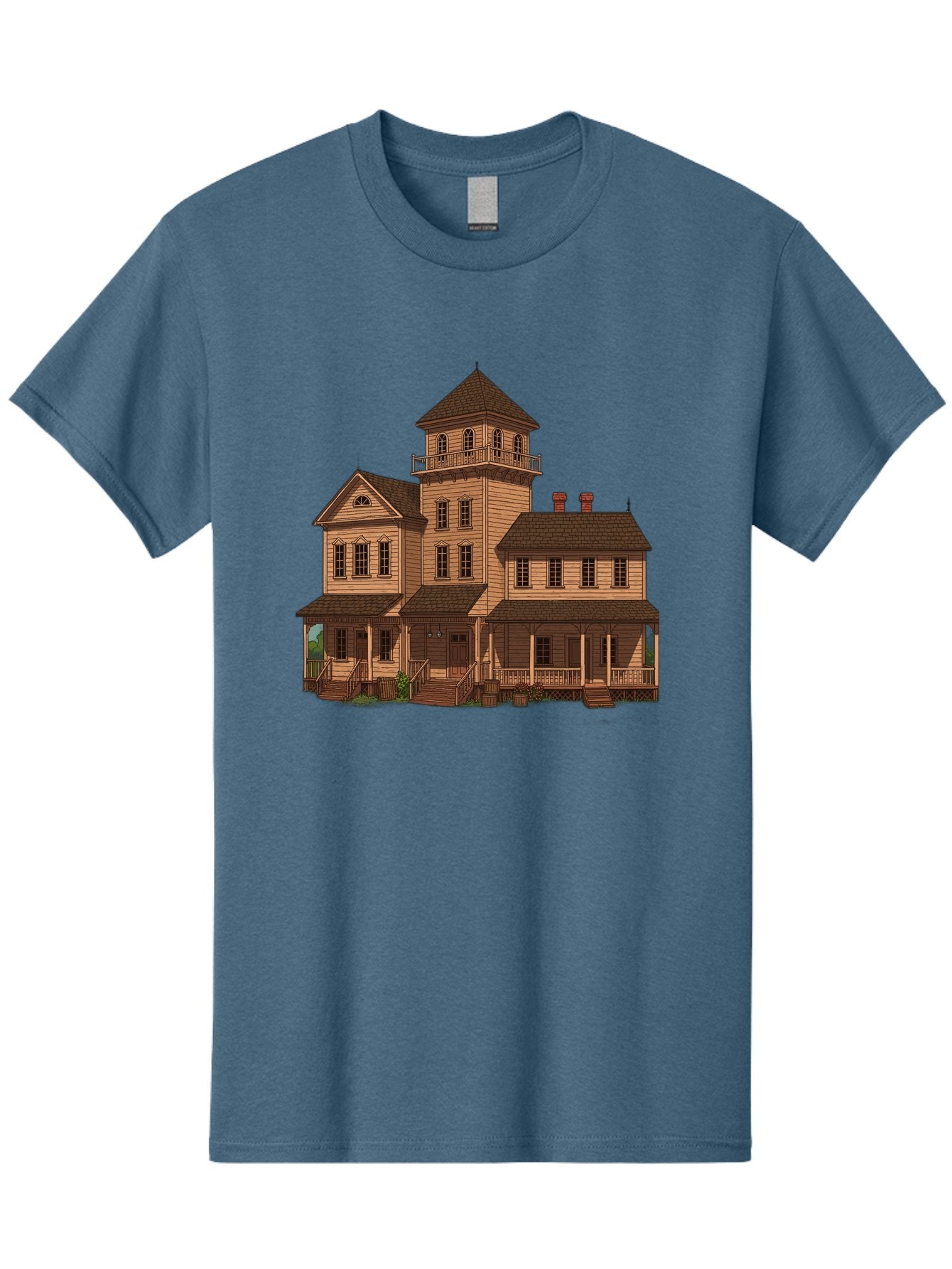 Victorian-Mansion-1 Men'S Graphic Tee, 100% Cotton, Comfortable Casual Summer Wear, Machine Washable, Vintage Camera, Old Camera, Antique Camera, Black Camera, Classic Photography, Photography Equipment, Nostalgic Device, Film Camera, Bah317 5