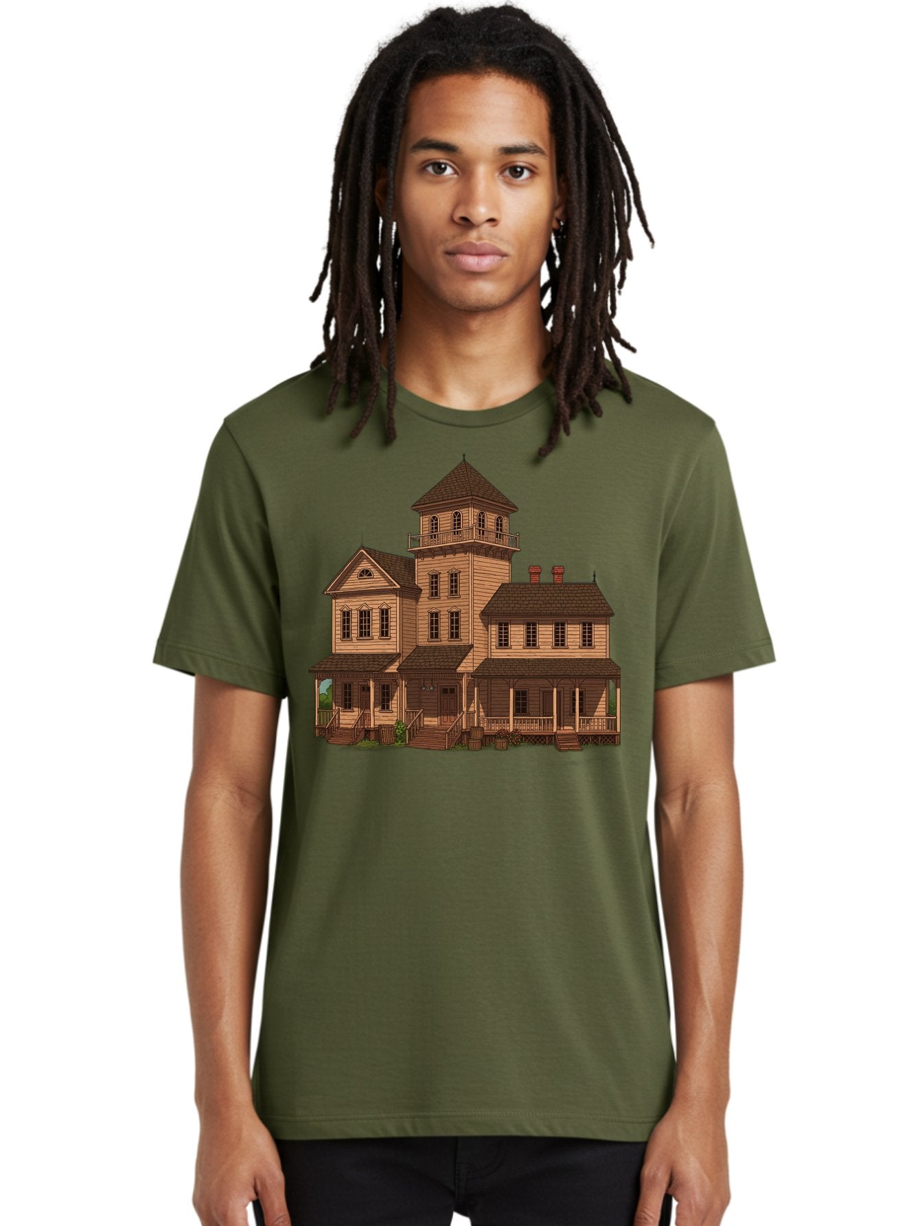 Victorian-Mansion-1 Men'S Graphic Tee, 100% Cotton, Comfortable Casual Summer Wear, Machine Washable, Vintage Camera, Old Camera, Antique Camera, Black Camera, Classic Photography, Photography Equipment, Nostalgic Device, Film Camera, Bah317 26