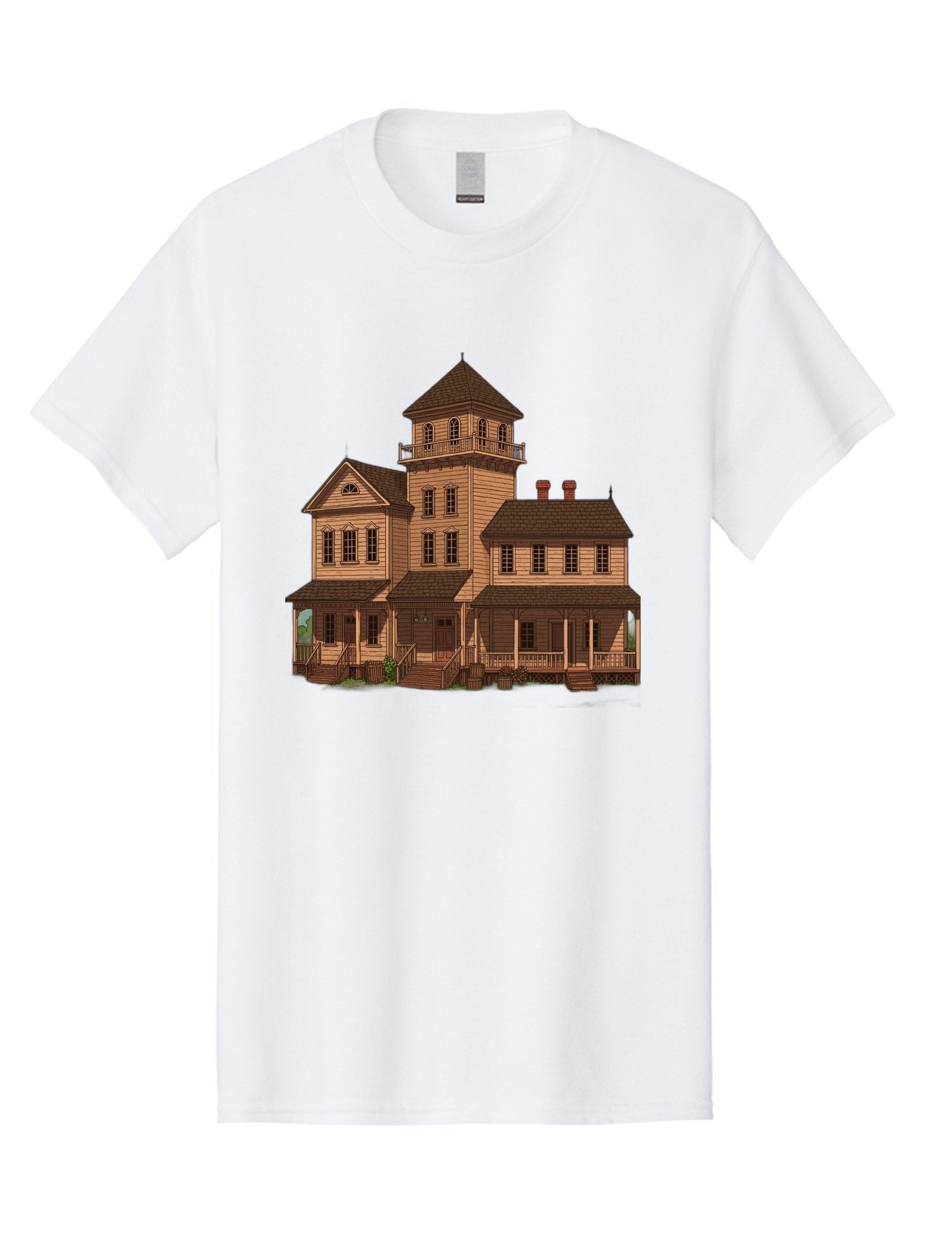 Victorian-Mansion-1 Men'S Graphic Tee, 100% Cotton, Comfortable Casual Summer Wear, Machine Washable, Vintage Camera, Old Camera, Antique Camera, Black Camera, Classic Photography, Photography Equipment, Nostalgic Device, Film Camera, Bah317