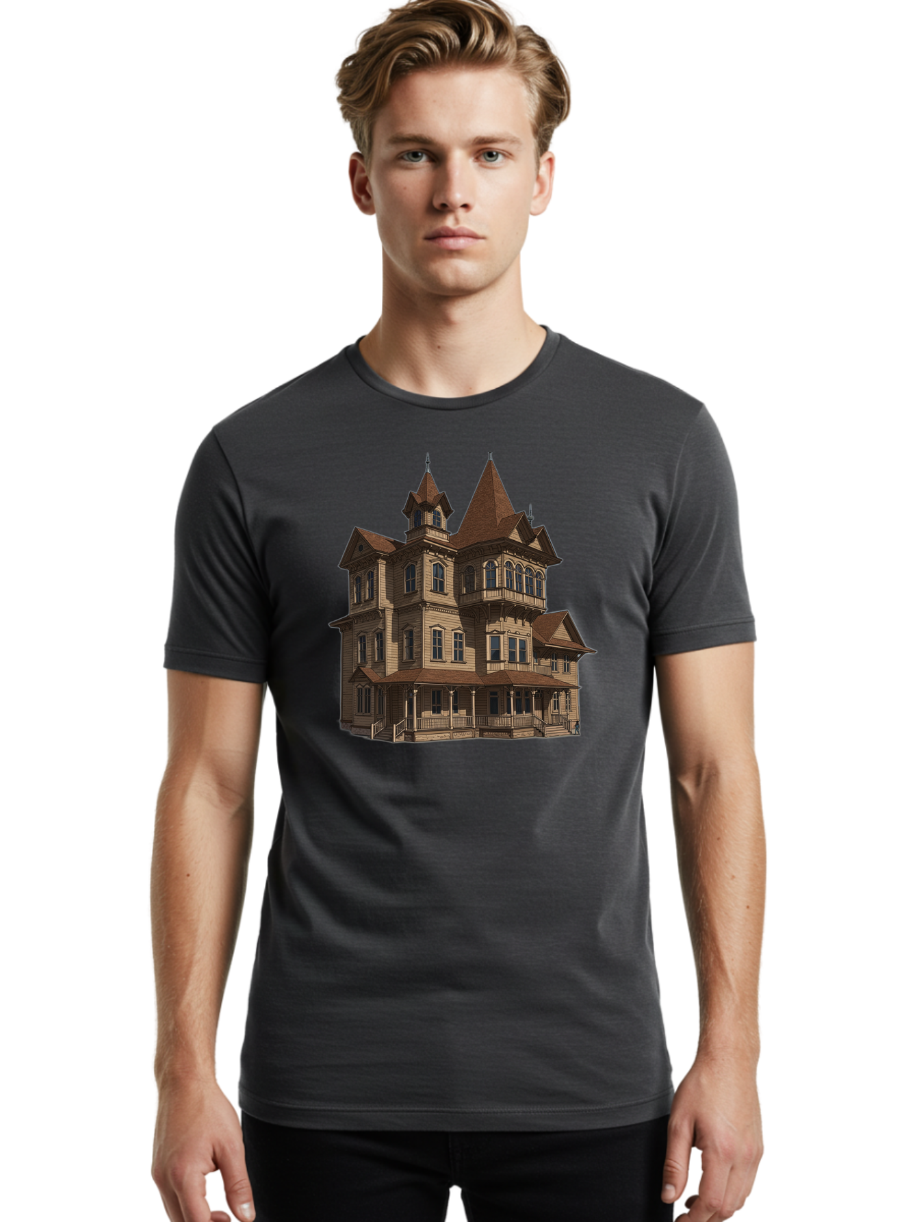 Victorian-Mansion Men'S Graphic Tee, 100% Cotton, Comfortable Casual Summer Wear, Machine Washable, Vintage Camera, Old Camera, Antique Camera, Black Camera, Classic Photography, Photography Equipment, Nostalgic Device, Film Camera, Camera Art Bah318 30