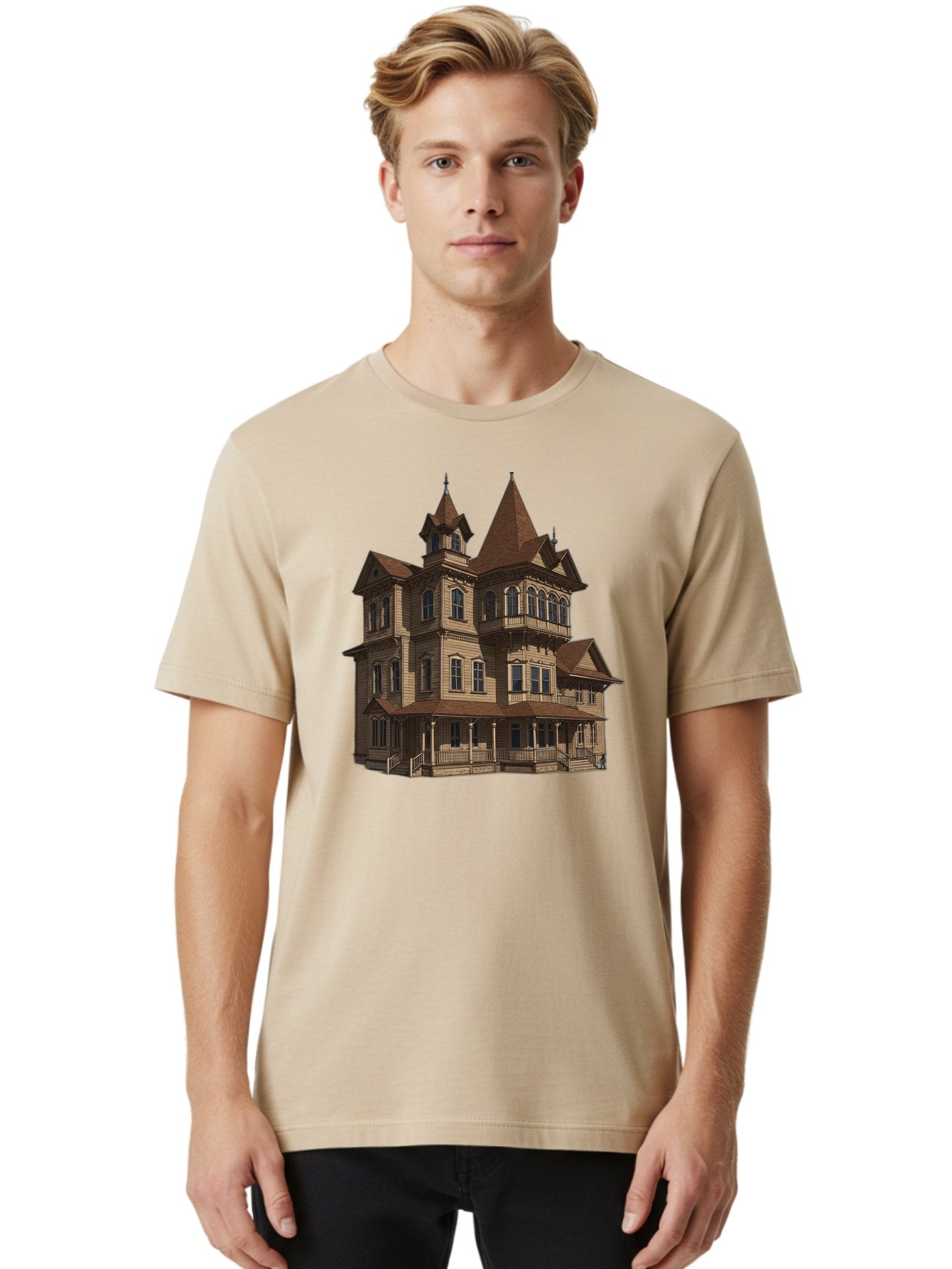 Victorian-Mansion Men'S Graphic Tee, 100% Cotton, Comfortable Casual Summer Wear, Machine Washable, Vintage Camera, Old Camera, Antique Camera, Black Camera, Classic Photography, Photography Equipment, Nostalgic Device, Film Camera, Camera Art Bah318 24