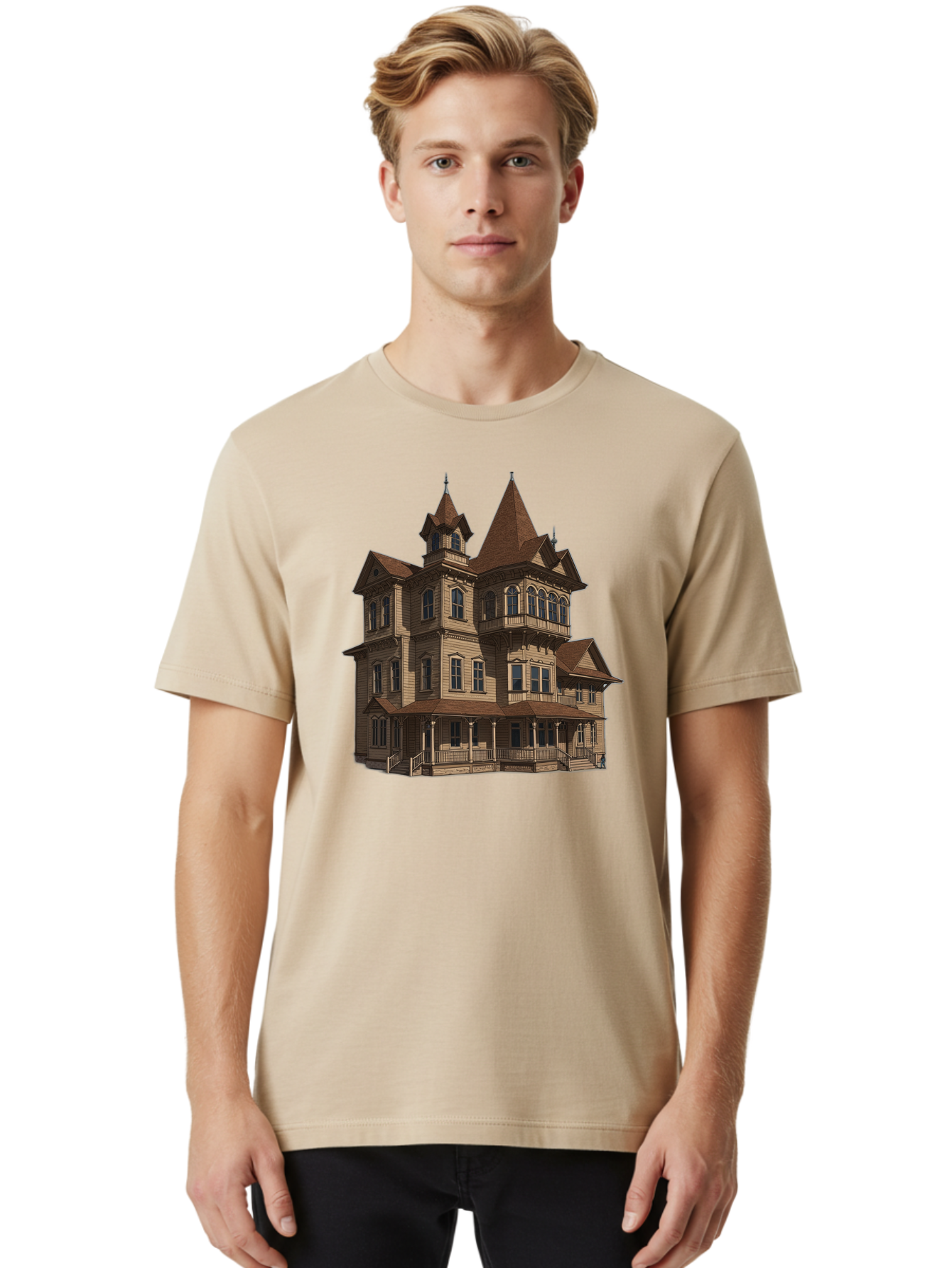 Victorian-Mansion Men'S Graphic Tee, 100% Cotton, Comfortable Casual Summer Wear, Machine Washable, Vintage Camera, Old Camera, Antique Camera, Black Camera, Classic Photography, Photography Equipment, Nostalgic Device, Film Camera, Camera Art Bah318 22