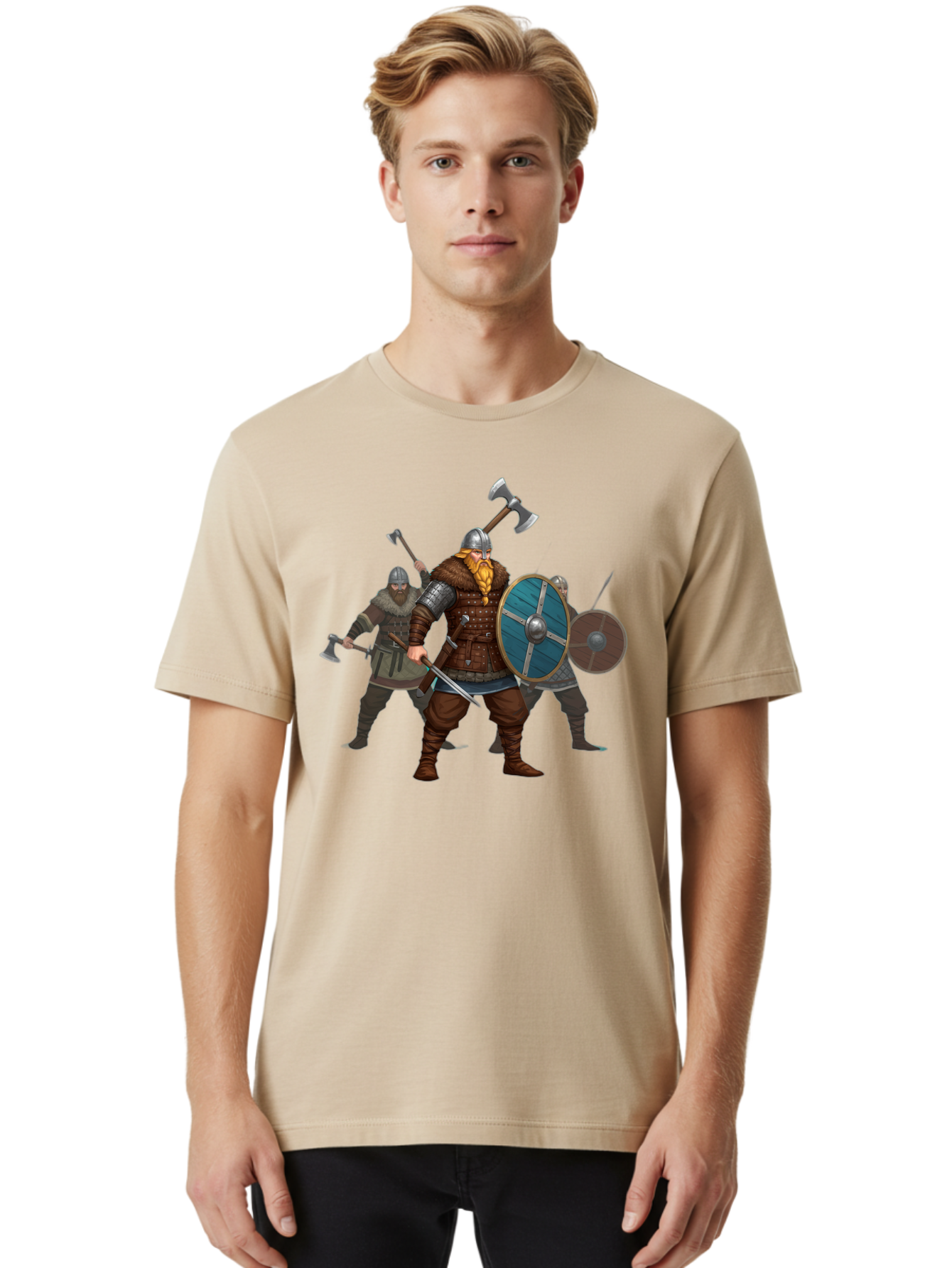Viking-Warriors-2 Men'S Graphic Tee, 100% Cotton, Comfortable Casual Summer Wear, Machine Washable, Vintage Camera, Old Camera, Antique Camera, Black Camera, Classic Photography, Photography Equipment, Nostalgic Device, Film Camera, Camera Art Bah330 24