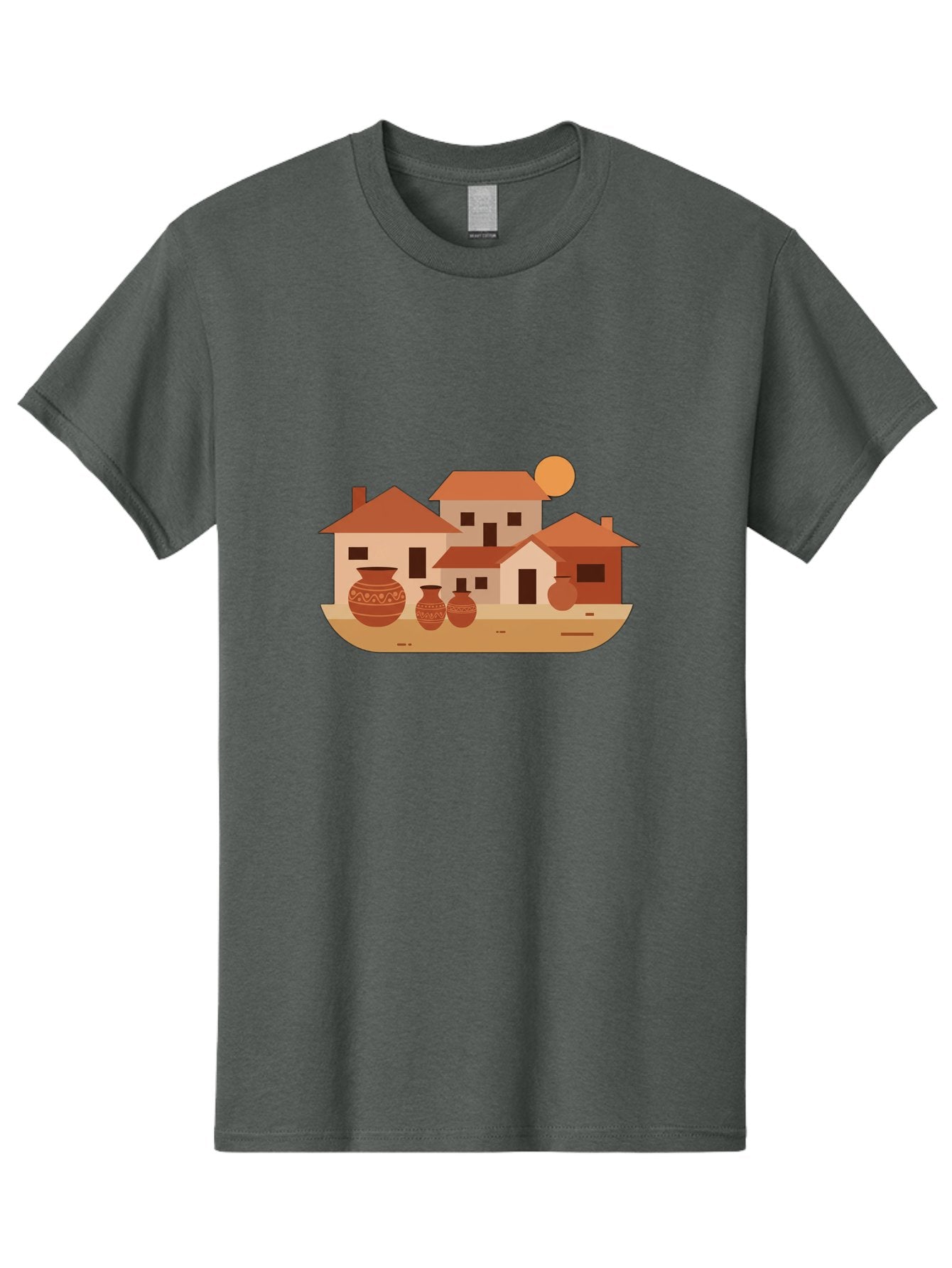 Village-Scene-1 Men'S Graphic Tee, 100% Cotton, Comfortable Casual Summer Wear, Machine Washable, Vintage Camera, Old Camera, Antique Camera, Black Camera, Classic Photography, Photography Equipment, Nostalgic Device, Film Camera, Camera Art Bah339 15