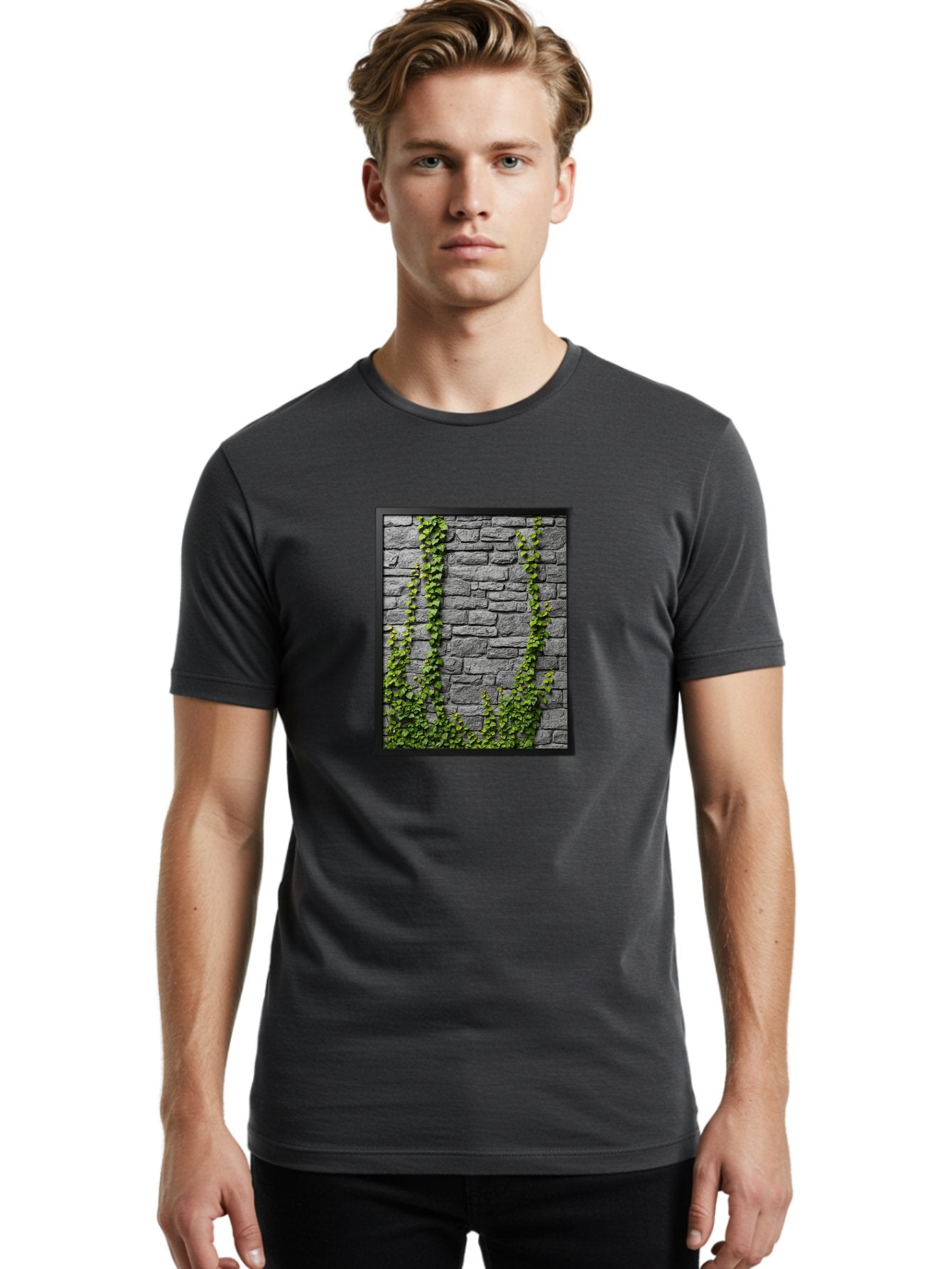 Vines-On-Stone-Wall Men'S Graphic Tee, 100% Cotton, Comfortable Casual Summer Wear, Machine Washable, Vintage Camera, Old Camera, Antique Camera, Black Camera, Classic Photography, Photography Equipment, Nostalgic Device, Film Camera, Bah342 18