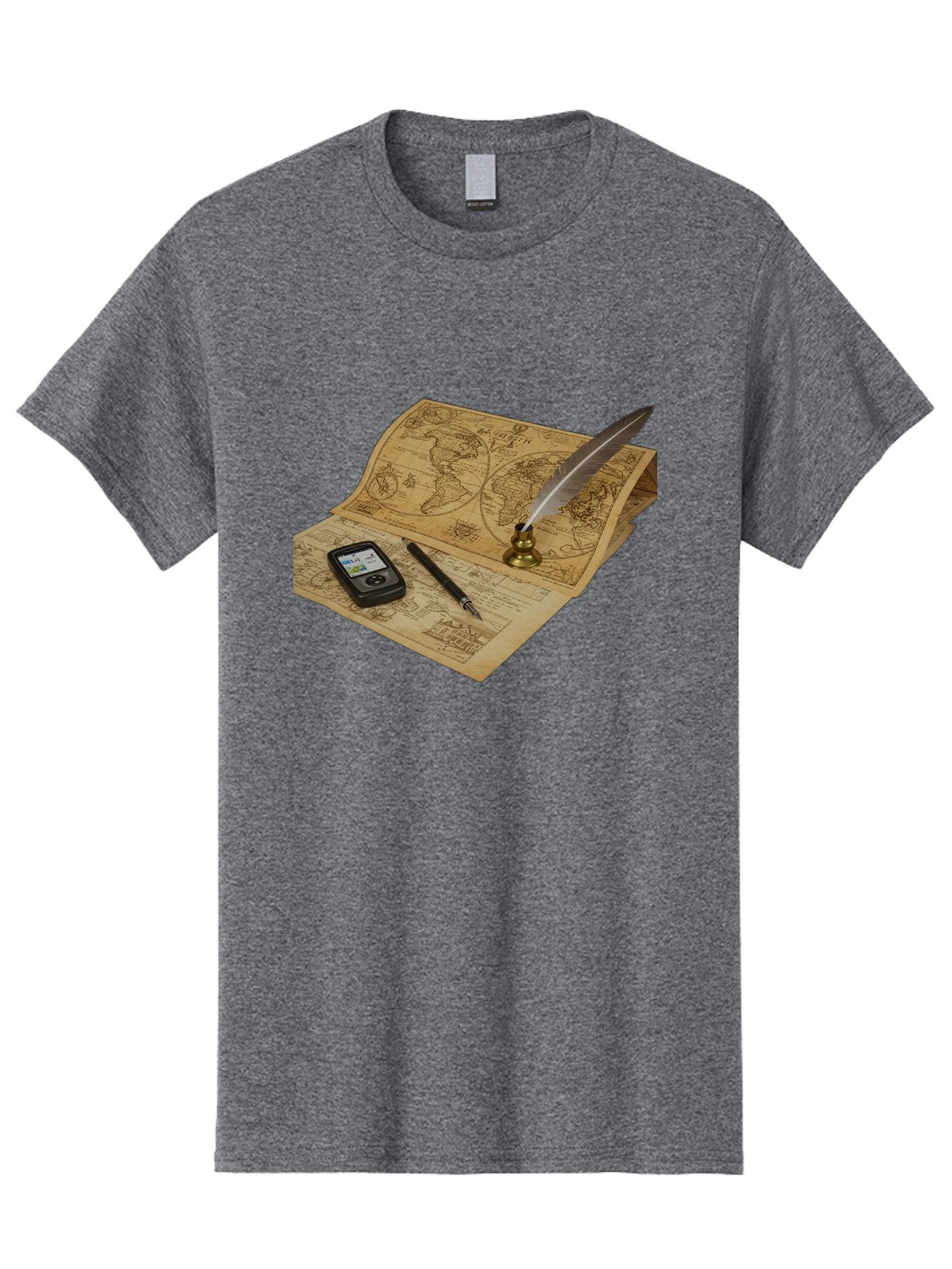 Vintage-Map Men'S Graphic Tee, 100% Cotton, Comfortable Casual Summer Wear, Machine Washable, Vintage Camera, Old Camera, Antique Camera, Black Camera, Classic Photography, Photography Equipment, Nostalgic Device, Film Camera, Camera Art Bah345