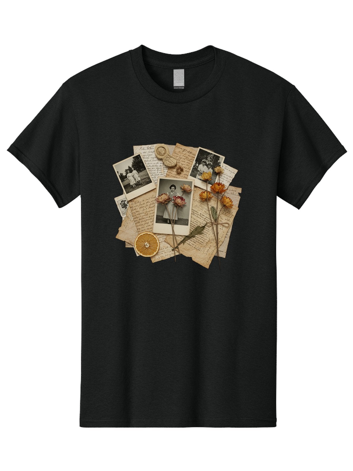 Vintage-Polaroids-And-Letters Men'S Graphic Tee, 100% Cotton, Comfortable Casual Summer Wear, Machine Washable, Vintage Camera, Old Camera, Antique Camera, Black Camera, Classic Photography, Photography Equipment, Nostalgic Device, Bah346 4