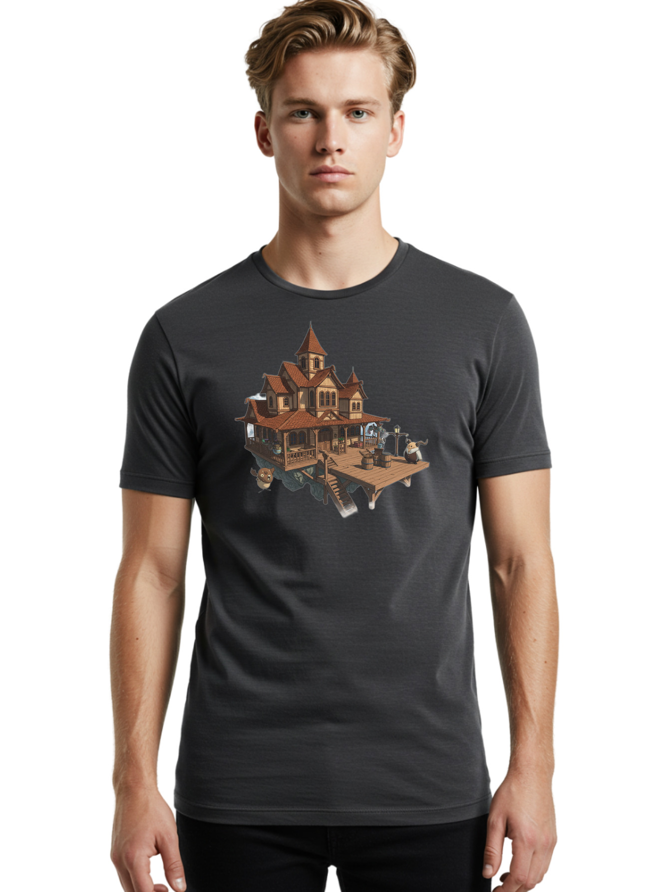 Whimsical-Wooden-Treehouse Men'S Graphic Tee, 100% Cotton, Comfortable Casual Summer Wear, Machine Washable, Vintage Camera, Old Camera, Antique Camera, Black Camera, Classic Photography, Photography Equipment, Nostalgic Device, Film Camera, Bah367 22