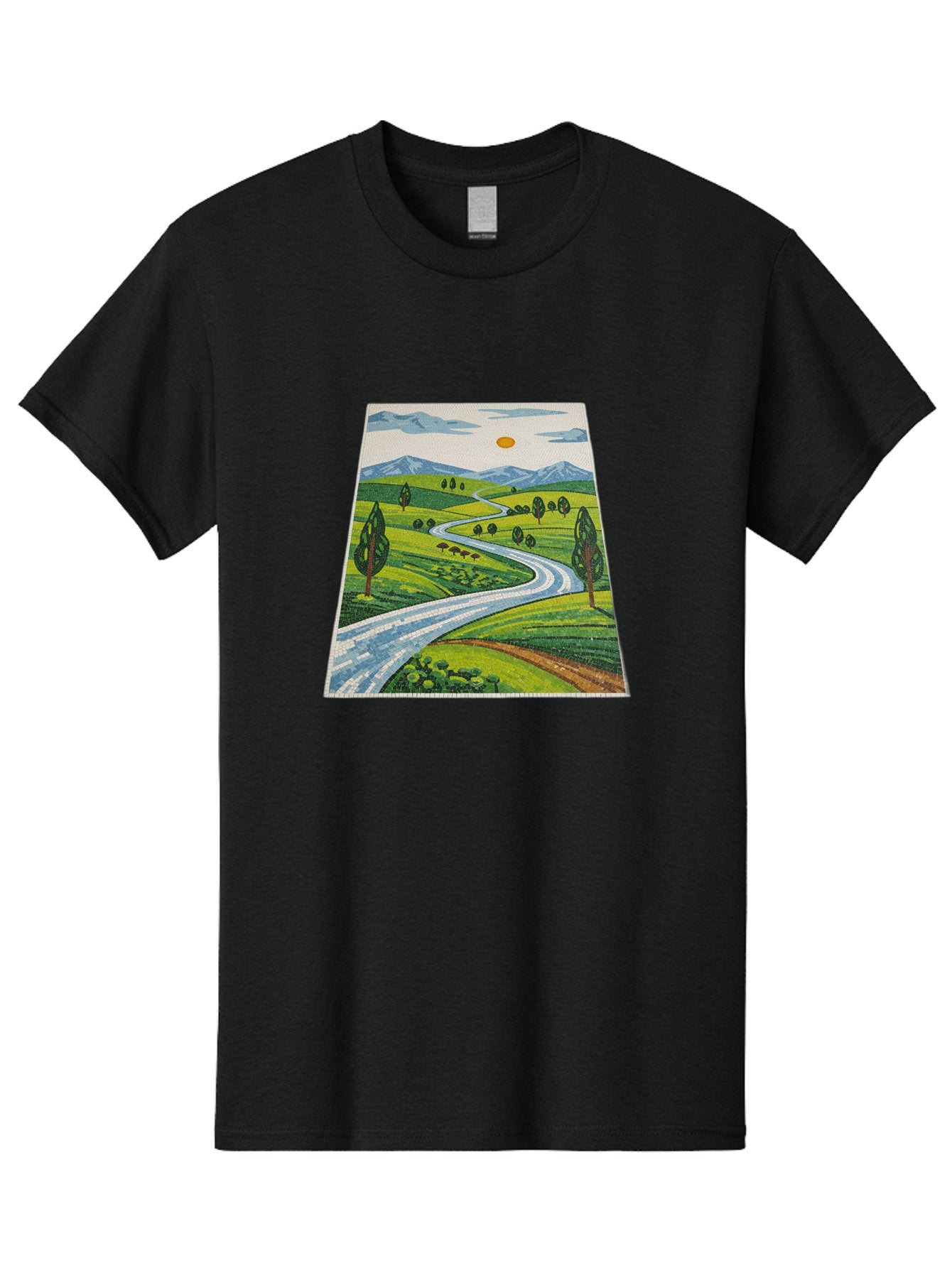 Winding-Road-Landscape Men'S Graphic Tee, 100% Cotton, Comfortable Casual Summer Wear, Machine Washable, Vintage Camera, Old Camera, Antique Camera, Black Camera, Classic Photography, Photography Equipment, Nostalgic Device, Film Camera, Bah384 7
