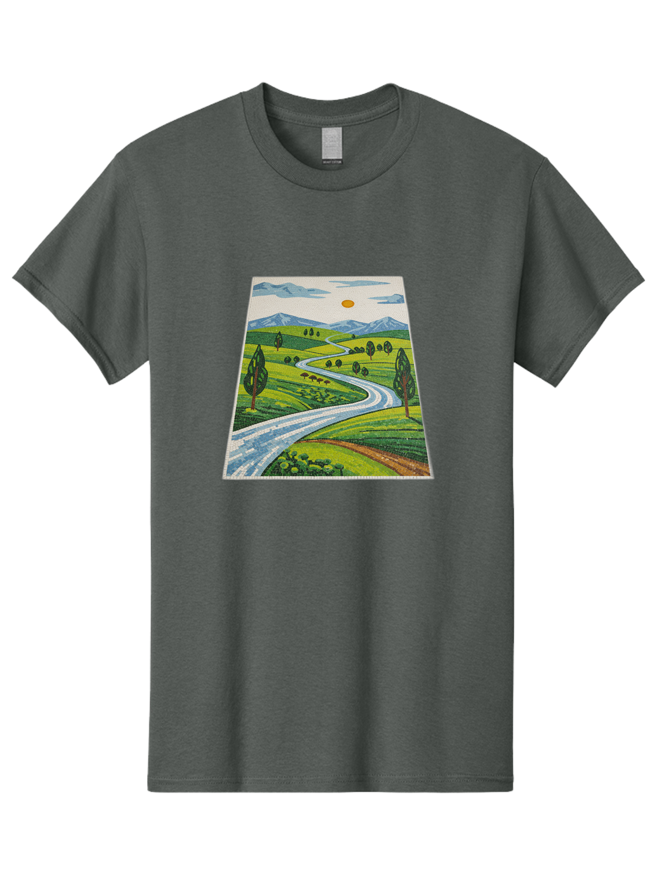 Winding-Road-Landscape Men'S Graphic Tee, 100% Cotton, Comfortable Casual Summer Wear, Machine Washable, Vintage Camera, Old Camera, Antique Camera, Black Camera, Classic Photography, Photography Equipment, Nostalgic Device, Film Camera, Bah384 4
