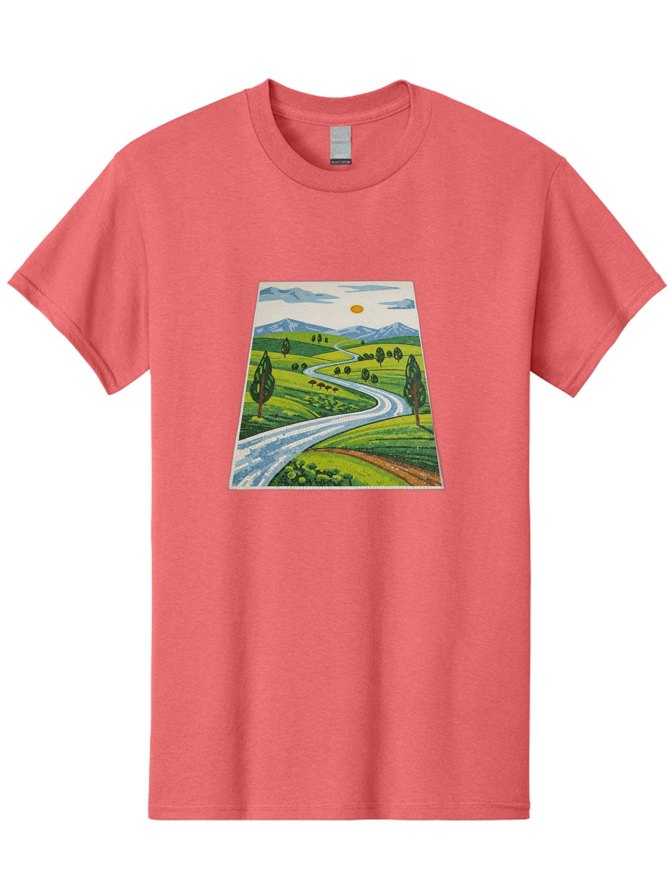 Winding-Road-Landscape Men'S Graphic Tee, 100% Cotton, Comfortable Casual Summer Wear, Machine Washable, Vintage Camera, Old Camera, Antique Camera, Black Camera, Classic Photography, Photography Equipment, Nostalgic Device, Film Camera, Bah384 6