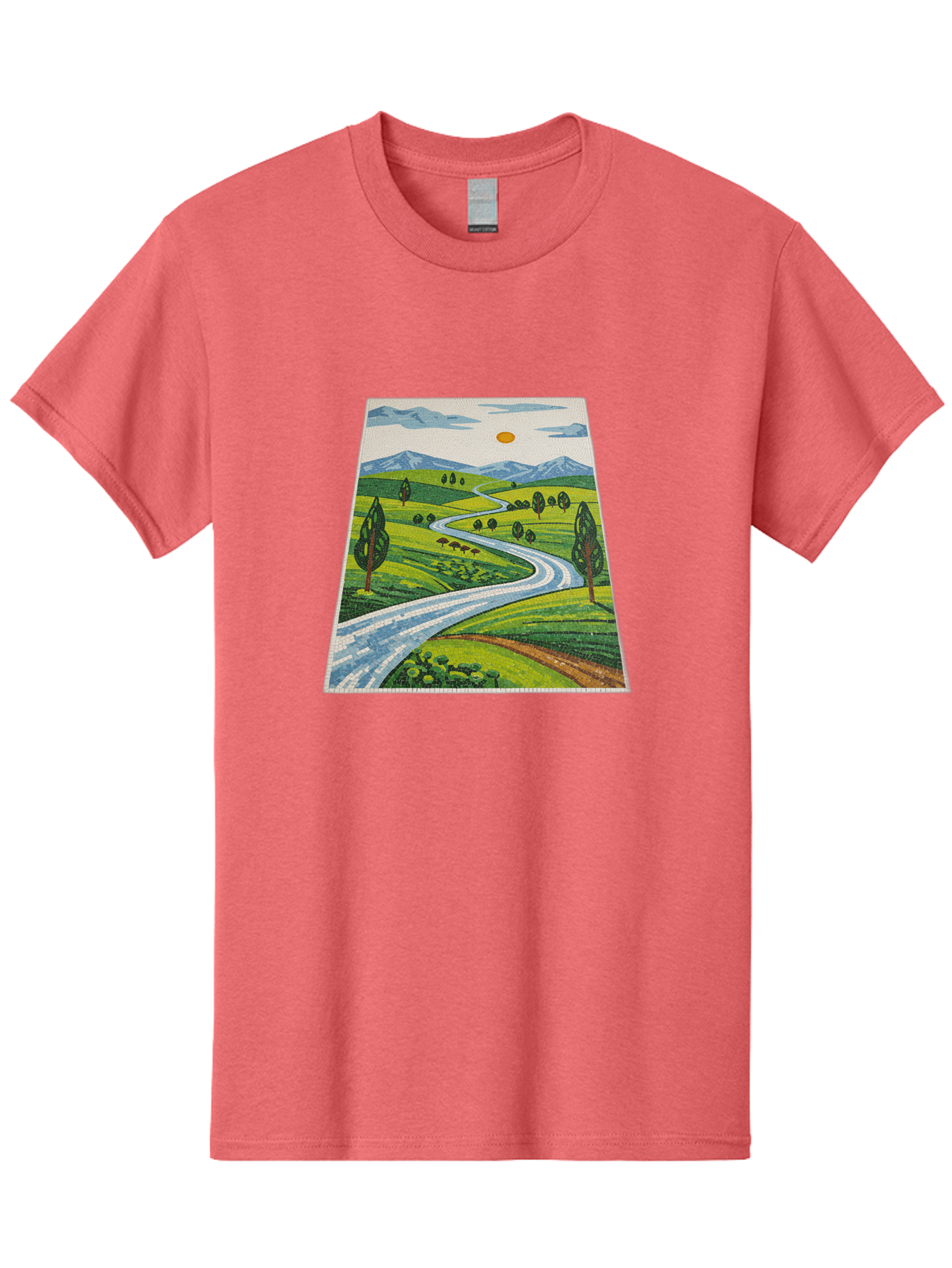 Winding-Road-Landscape Men'S Graphic Tee, 100% Cotton, Comfortable Casual Summer Wear, Machine Washable, Vintage Camera, Old Camera, Antique Camera, Black Camera, Classic Photography, Photography Equipment, Nostalgic Device, Film Camera, Bah384 7