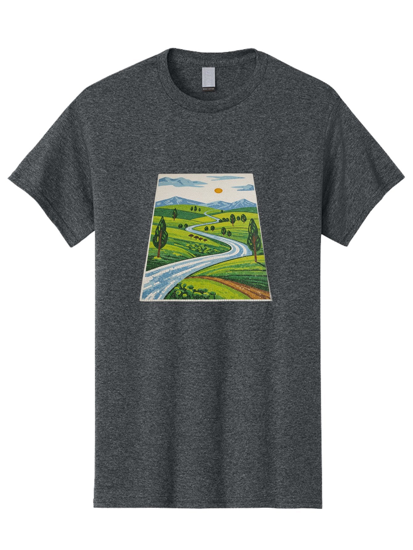 Winding-Road-Landscape Men'S Graphic Tee, 100% Cotton, Comfortable Casual Summer Wear, Machine Washable, Vintage Camera, Old Camera, Antique Camera, Black Camera, Classic Photography, Photography Equipment, Nostalgic Device, Film Camera, Bah384 8