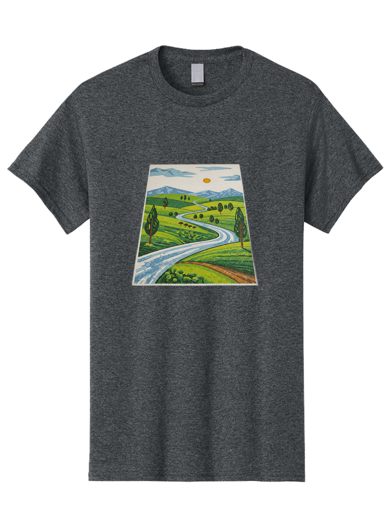 Winding-Road-Landscape Men'S Graphic Tee, 100% Cotton, Comfortable Casual Summer Wear, Machine Washable, Vintage Camera, Old Camera, Antique Camera, Black Camera, Classic Photography, Photography Equipment, Nostalgic Device, Film Camera, Bah384 6