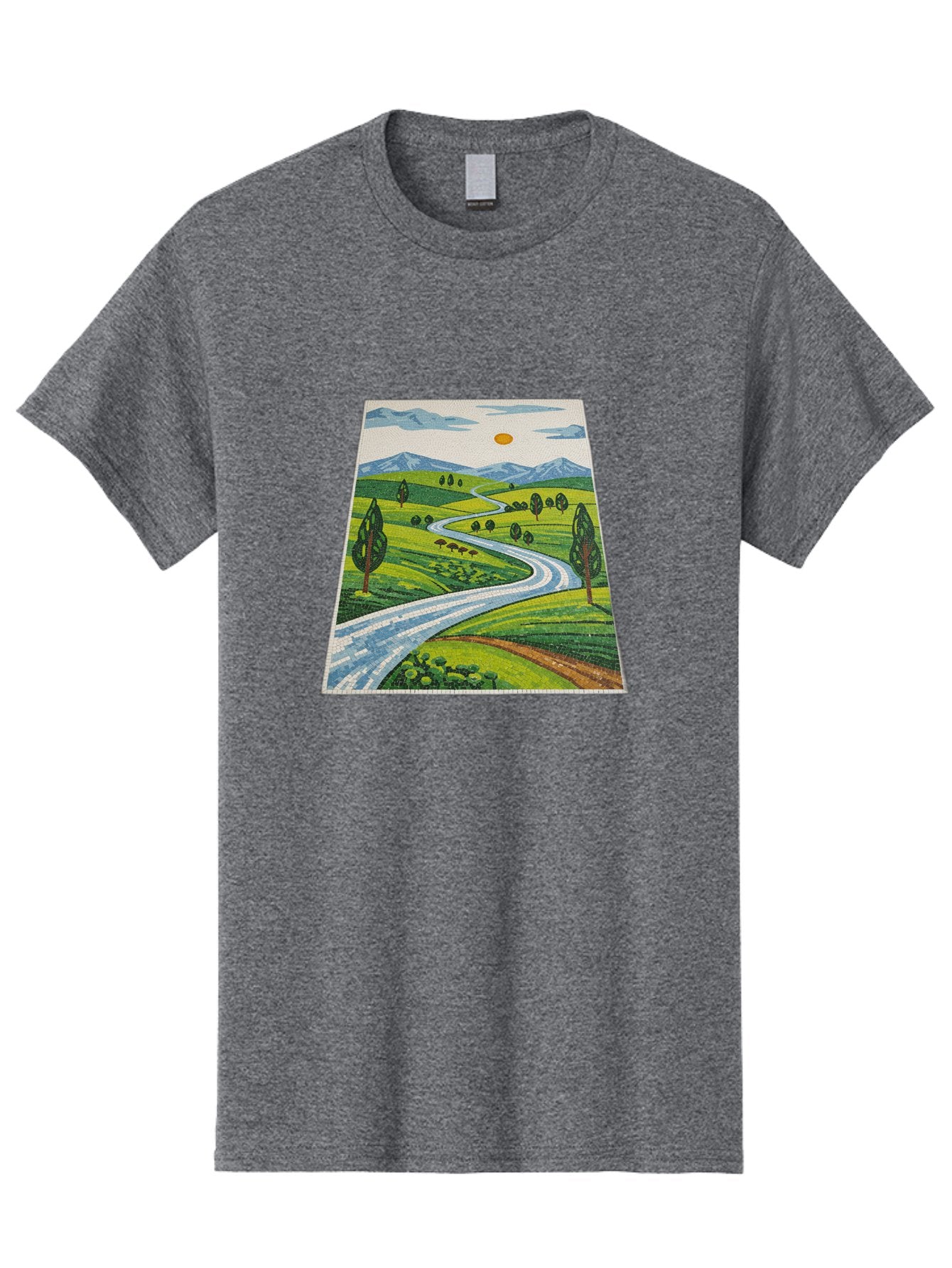 Winding-Road-Landscape Men'S Graphic Tee, 100% Cotton, Comfortable Casual Summer Wear, Machine Washable, Vintage Camera, Old Camera, Antique Camera, Black Camera, Classic Photography, Photography Equipment, Nostalgic Device, Film Camera, Bah384 12