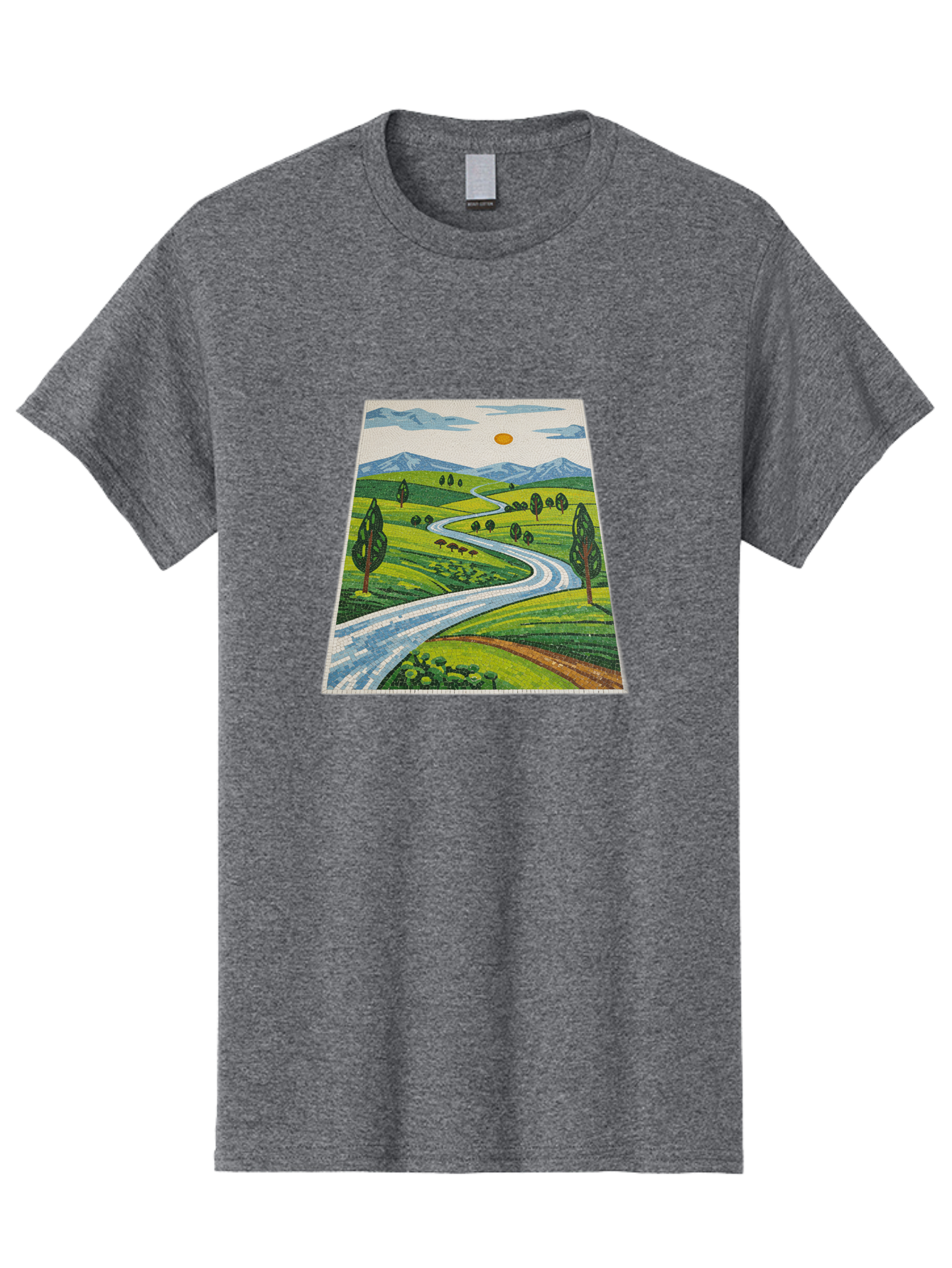 Winding-Road-Landscape Men'S Graphic Tee, 100% Cotton, Comfortable Casual Summer Wear, Machine Washable, Vintage Camera, Old Camera, Antique Camera, Black Camera, Classic Photography, Photography Equipment, Nostalgic Device, Film Camera, Bah384 3
