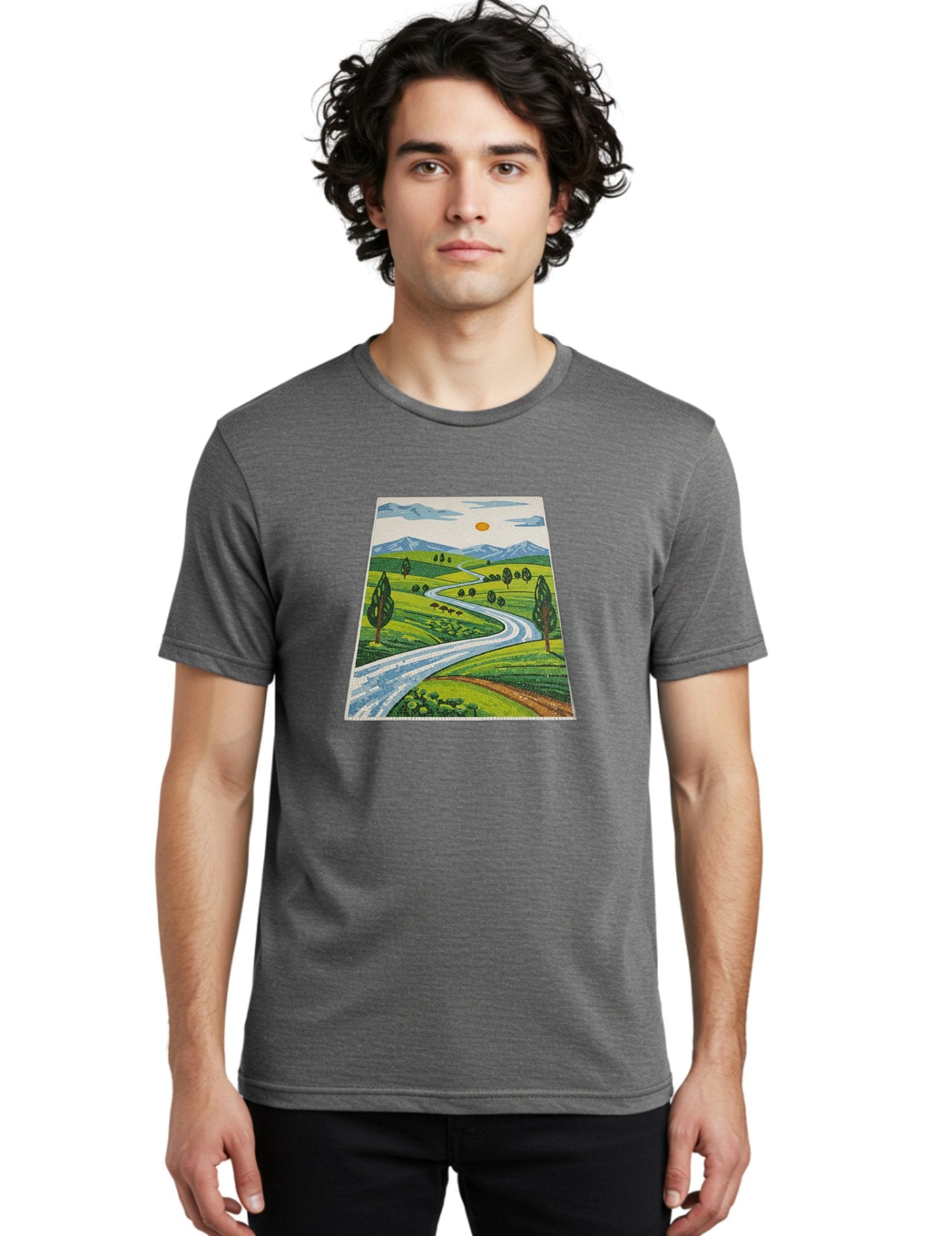 Winding-Road-Landscape Men'S Graphic Tee, 100% Cotton, Comfortable Casual Summer Wear, Machine Washable, Vintage Camera, Old Camera, Antique Camera, Black Camera, Classic Photography, Photography Equipment, Nostalgic Device, Film Camera, Bah384 28