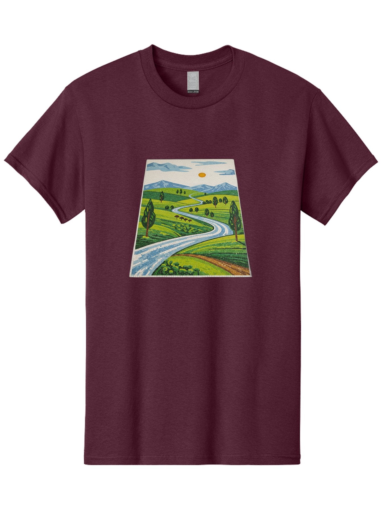 Winding-Road-Landscape Men'S Graphic Tee, 100% Cotton, Comfortable Casual Summer Wear, Machine Washable, Vintage Camera, Old Camera, Antique Camera, Black Camera, Classic Photography, Photography Equipment, Nostalgic Device, Film Camera, Bah384 4