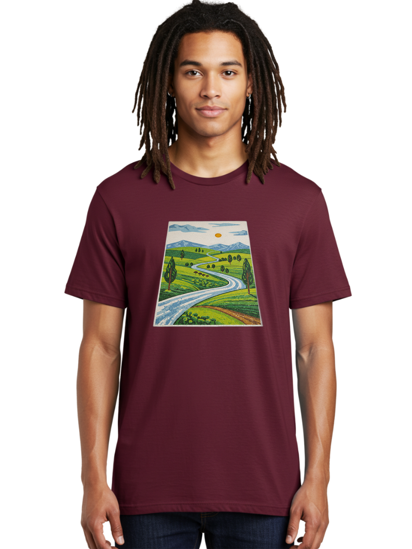 Winding-Road-Landscape Men'S Graphic Tee, 100% Cotton, Comfortable Casual Summer Wear, Machine Washable, Vintage Camera, Old Camera, Antique Camera, Black Camera, Classic Photography, Photography Equipment, Nostalgic Device, Film Camera, Bah384 27