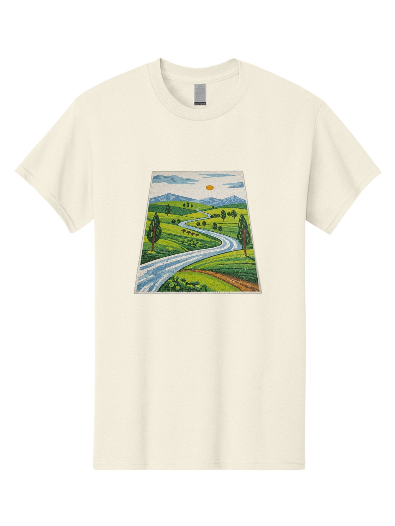 Winding-Road-Landscape Men'S Graphic Tee, 100% Cotton, Comfortable Casual Summer Wear, Machine Washable, Vintage Camera, Old Camera, Antique Camera, Black Camera, Classic Photography, Photography Equipment, Nostalgic Device, Film Camera, Bah384
