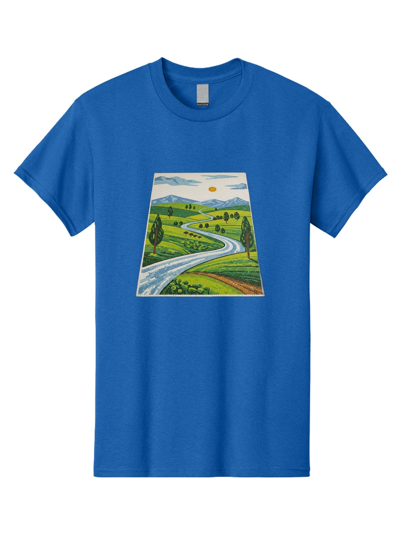 Winding-Road-Landscape Men'S Graphic Tee, 100% Cotton, Comfortable Casual Summer Wear, Machine Washable, Vintage Camera, Old Camera, Antique Camera, Black Camera, Classic Photography, Photography Equipment, Nostalgic Device, Film Camera, Bah384 5