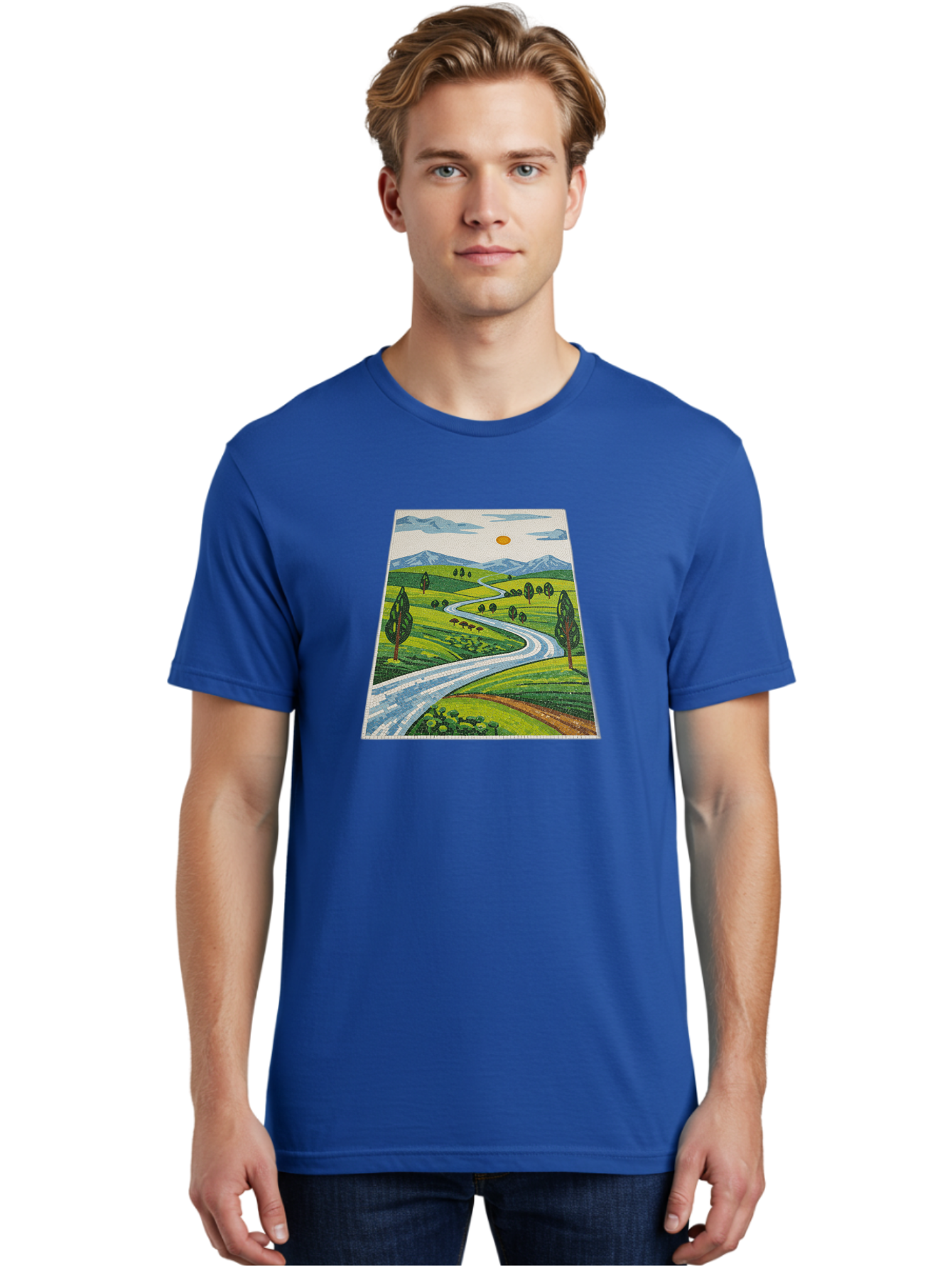 Winding-Road-Landscape Men'S Graphic Tee, 100% Cotton, Comfortable Casual Summer Wear, Machine Washable, Vintage Camera, Old Camera, Antique Camera, Black Camera, Classic Photography, Photography Equipment, Nostalgic Device, Film Camera, Bah384 23