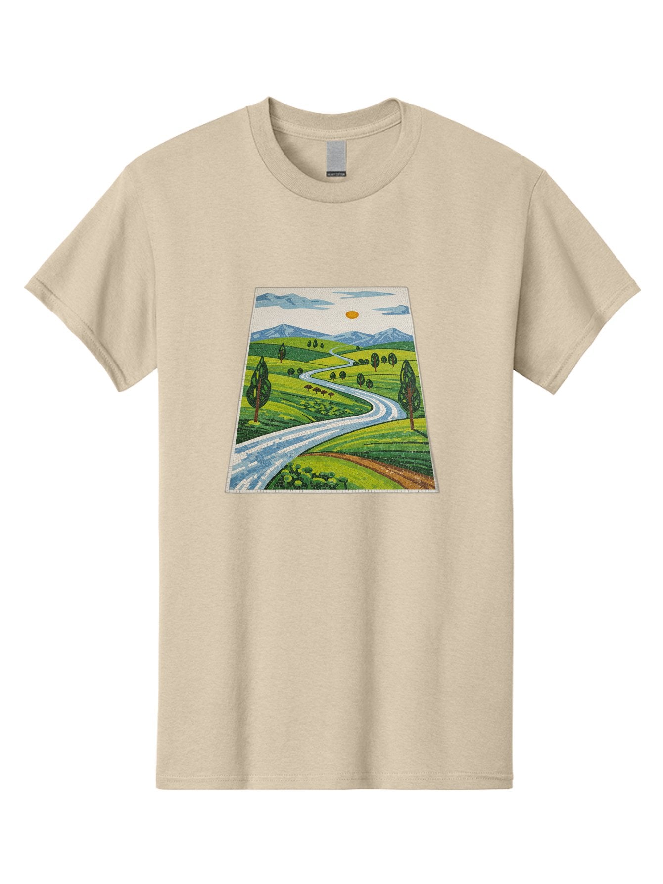 Winding-Road-Landscape Men'S Graphic Tee, 100% Cotton, Comfortable Casual Summer Wear, Machine Washable, Vintage Camera, Old Camera, Antique Camera, Black Camera, Classic Photography, Photography Equipment, Nostalgic Device, Film Camera, Bah384