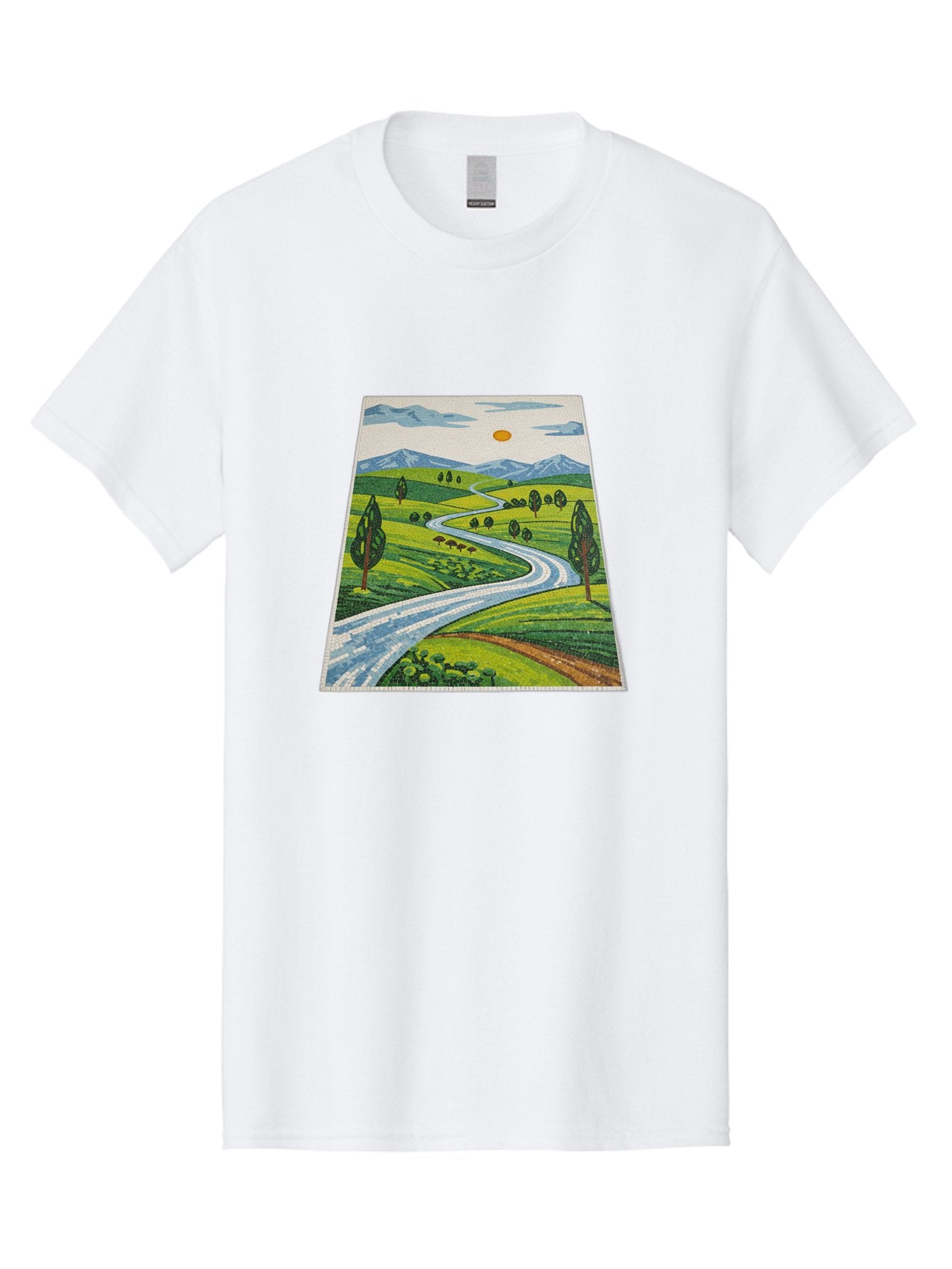 Winding-Road-Landscape Men'S Graphic Tee, 100% Cotton, Comfortable Casual Summer Wear, Machine Washable, Vintage Camera, Old Camera, Antique Camera, Black Camera, Classic Photography, Photography Equipment, Nostalgic Device, Film Camera, Bah384 9
