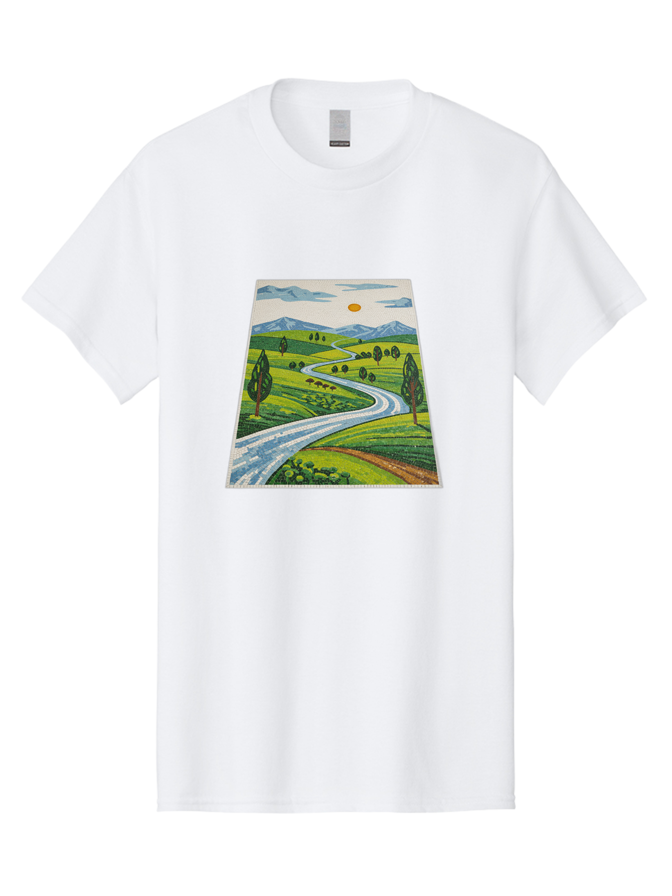 Winding-Road-Landscape Men'S Graphic Tee, 100% Cotton, Comfortable Casual Summer Wear, Machine Washable, Vintage Camera, Old Camera, Antique Camera, Black Camera, Classic Photography, Photography Equipment, Nostalgic Device, Film Camera, Bah384 5