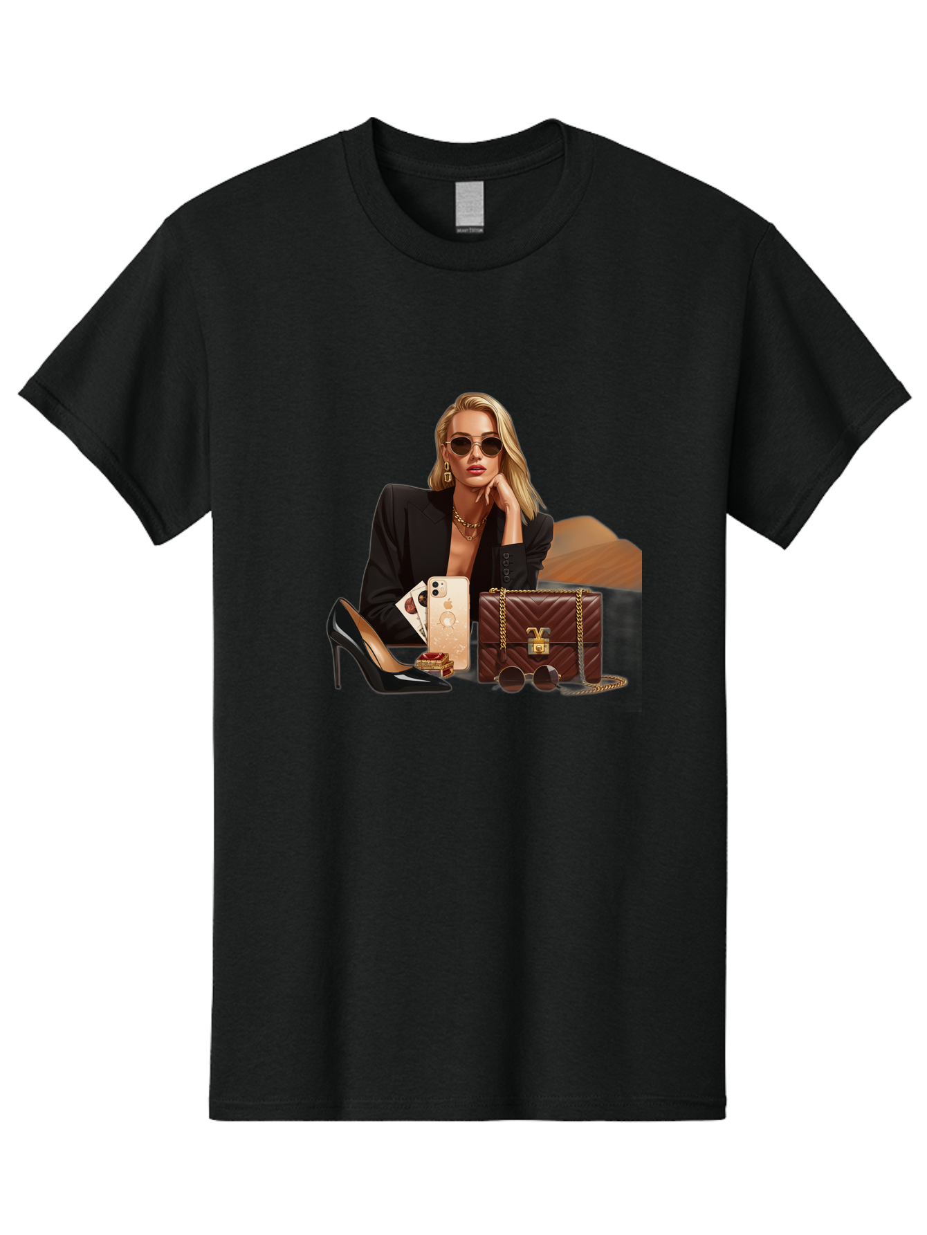 Woman-With-Luxury-Accessories Men'S Graphic Tee, 100% Cotton, Comfortable Casual Summer Wear, Machine Washable, Vintage Camera, Old Camera, Antique Camera, Black Camera, Classic Photography, Photography Equipment, Nostalgic Device, Bah395 9