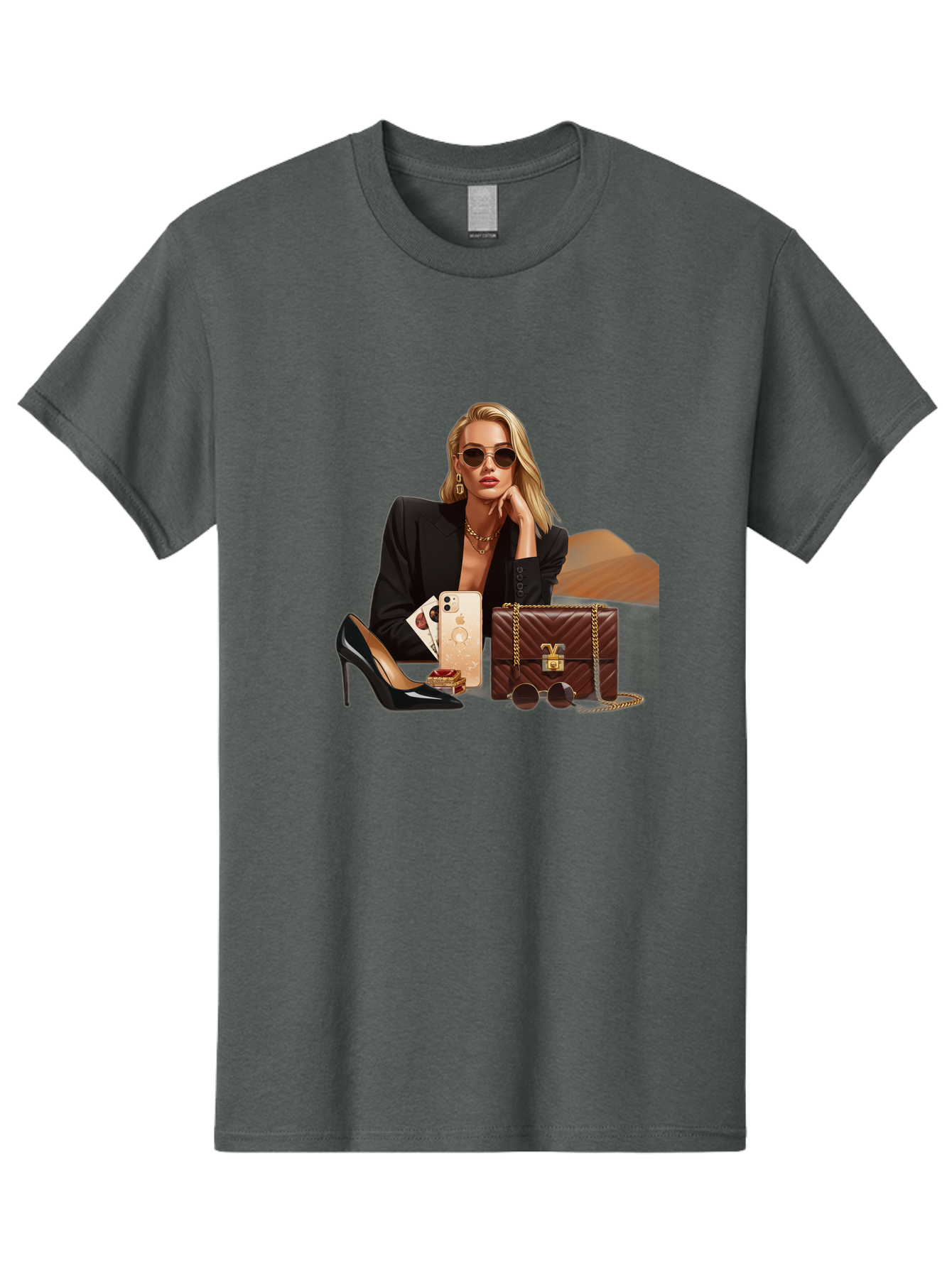 Woman-With-Luxury-Accessories Men'S Graphic Tee, 100% Cotton, Comfortable Casual Summer Wear, Machine Washable, Vintage Camera, Old Camera, Antique Camera, Black Camera, Classic Photography, Photography Equipment, Nostalgic Device, Bah395 3