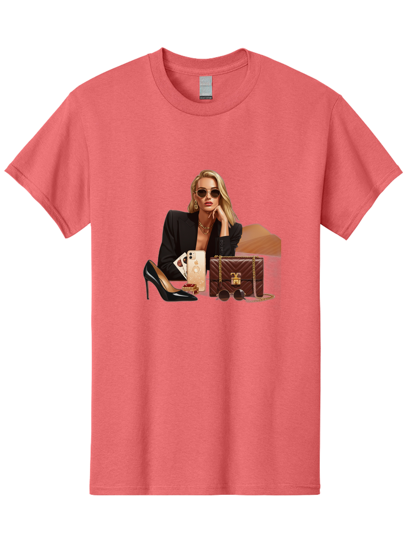 Woman-With-Luxury-Accessories Men'S Graphic Tee, 100% Cotton, Comfortable Casual Summer Wear, Machine Washable, Vintage Camera, Old Camera, Antique Camera, Black Camera, Classic Photography, Photography Equipment, Nostalgic Device, Bah395 6