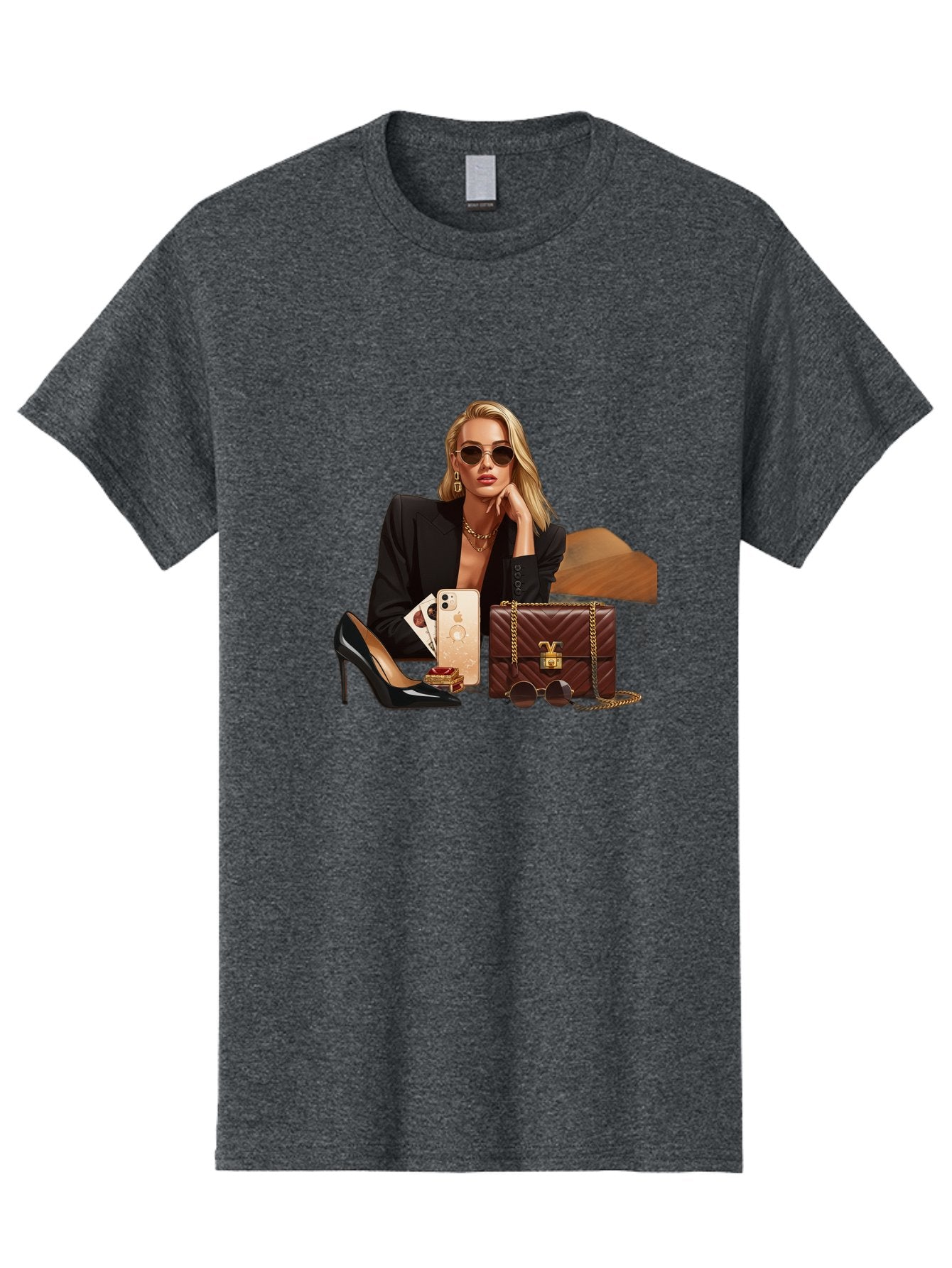 Woman-With-Luxury-Accessories Men'S Graphic Tee, 100% Cotton, Comfortable Casual Summer Wear, Machine Washable, Vintage Camera, Old Camera, Antique Camera, Black Camera, Classic Photography, Photography Equipment, Nostalgic Device, Bah395 5