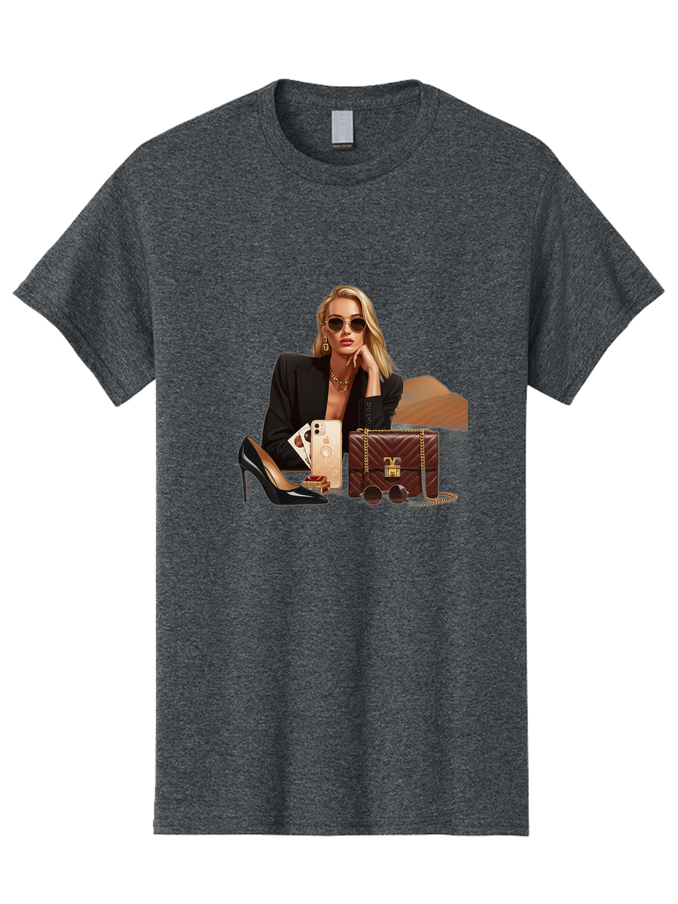Woman-With-Luxury-Accessories Men'S Graphic Tee, 100% Cotton, Comfortable Casual Summer Wear, Machine Washable, Vintage Camera, Old Camera, Antique Camera, Black Camera, Classic Photography, Photography Equipment, Nostalgic Device, Bah395 8