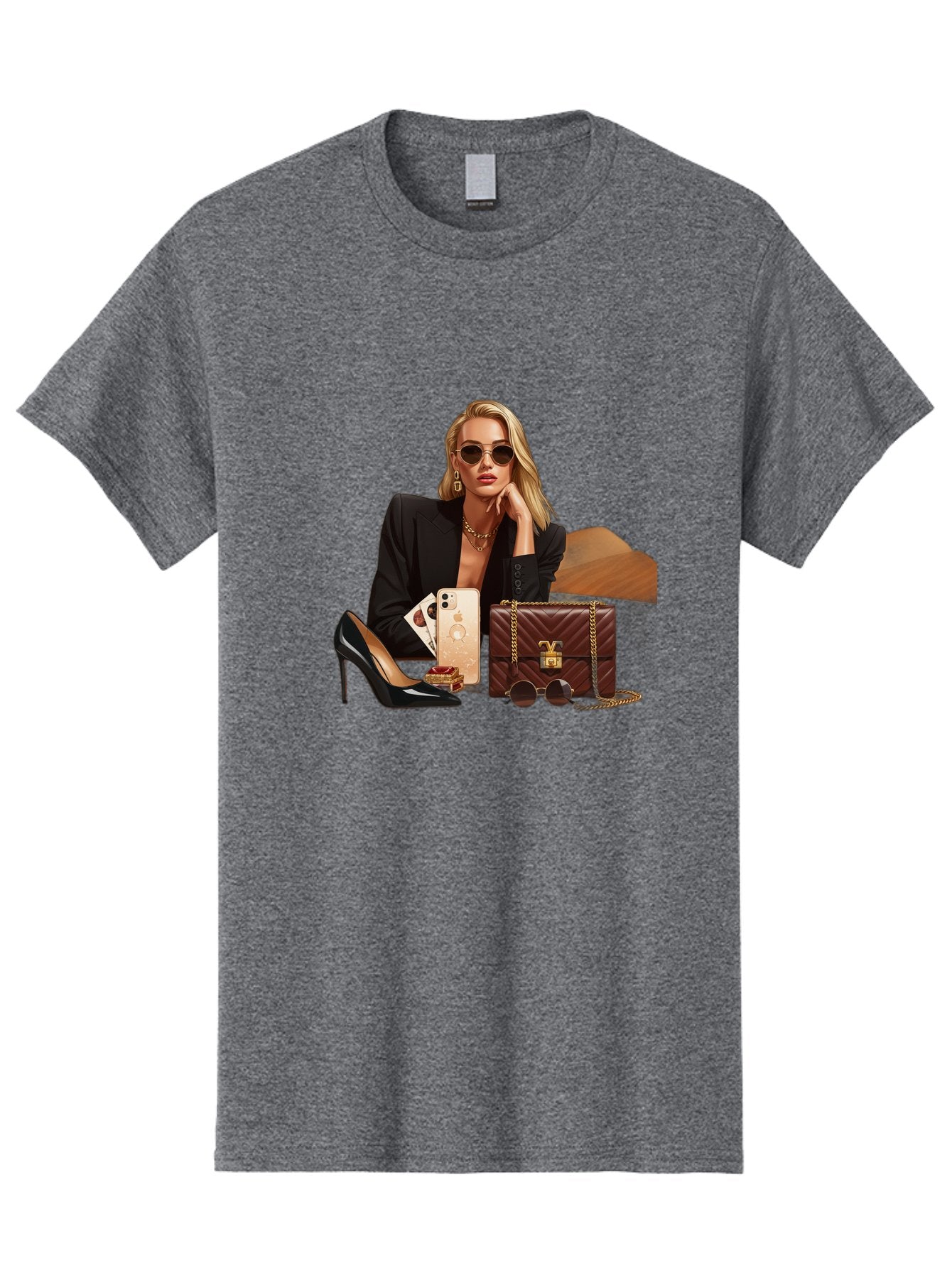 Woman-With-Luxury-Accessories Men'S Graphic Tee, 100% Cotton, Comfortable Casual Summer Wear, Machine Washable, Vintage Camera, Old Camera, Antique Camera, Black Camera, Classic Photography, Photography Equipment, Nostalgic Device, Bah395