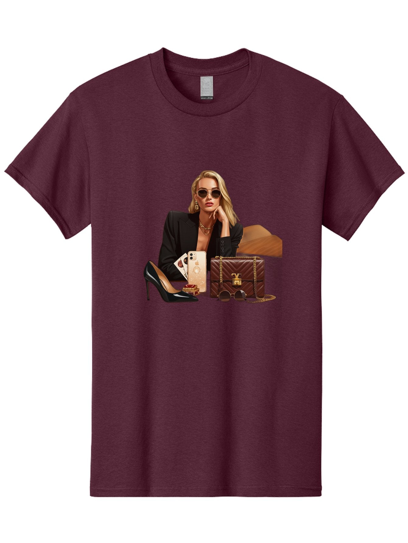 Woman-With-Luxury-Accessories Men'S Graphic Tee, 100% Cotton, Comfortable Casual Summer Wear, Machine Washable, Vintage Camera, Old Camera, Antique Camera, Black Camera, Classic Photography, Photography Equipment, Nostalgic Device, Bah395 10