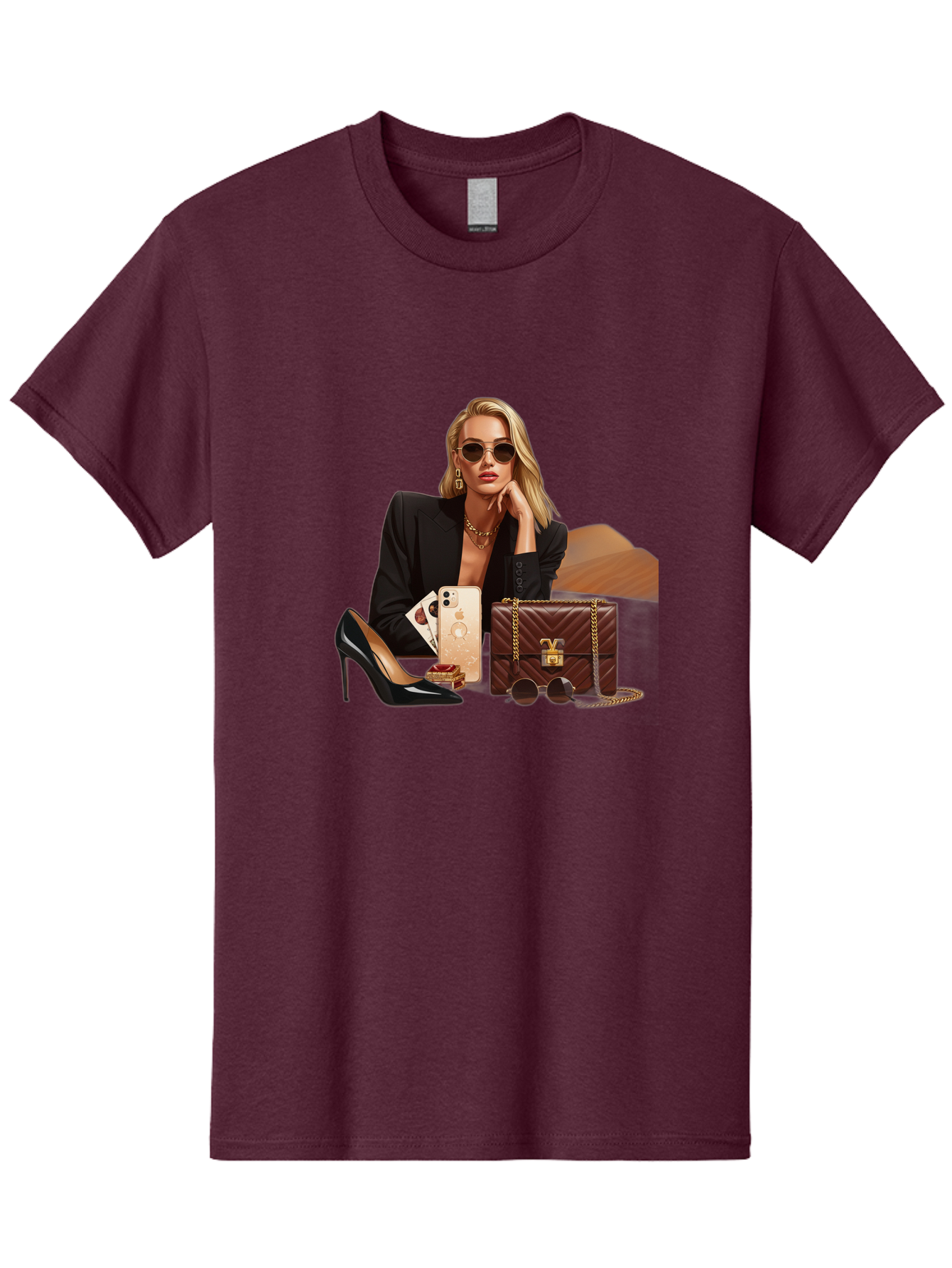 Woman-With-Luxury-Accessories Men'S Graphic Tee, 100% Cotton, Comfortable Casual Summer Wear, Machine Washable, Vintage Camera, Old Camera, Antique Camera, Black Camera, Classic Photography, Photography Equipment, Nostalgic Device, Bah395 14